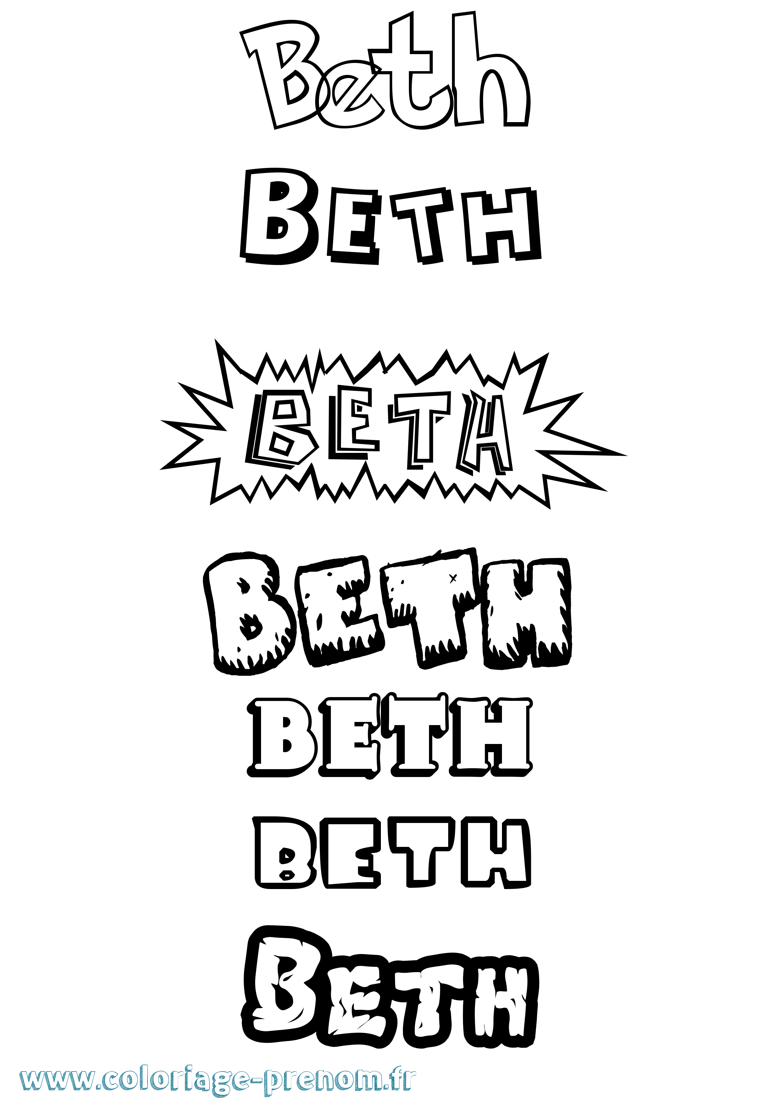 Coloriage prénom Beth Dessin Animé