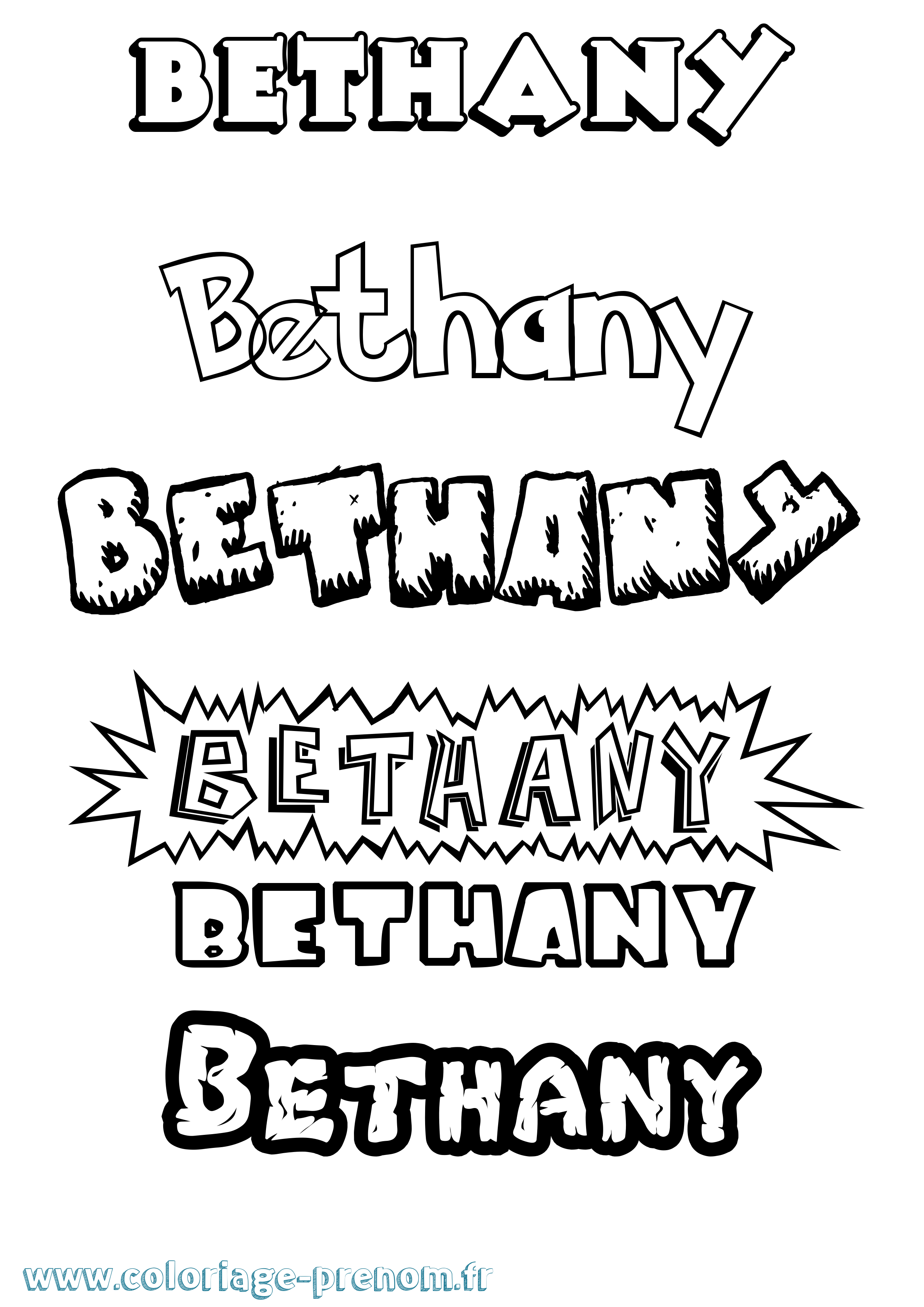 Coloriage prénom Bethany Dessin Animé