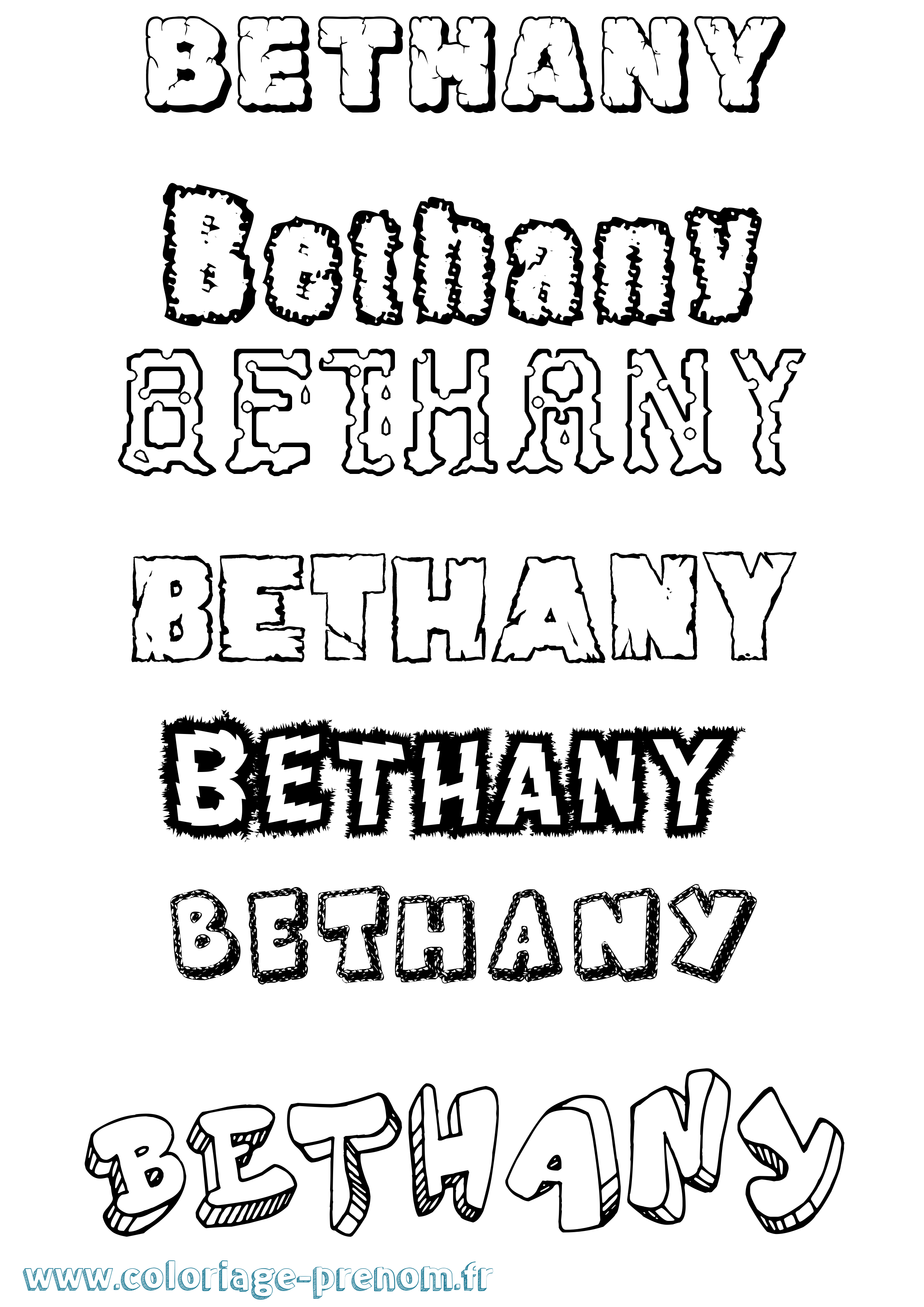 Coloriage prénom Bethany Destructuré