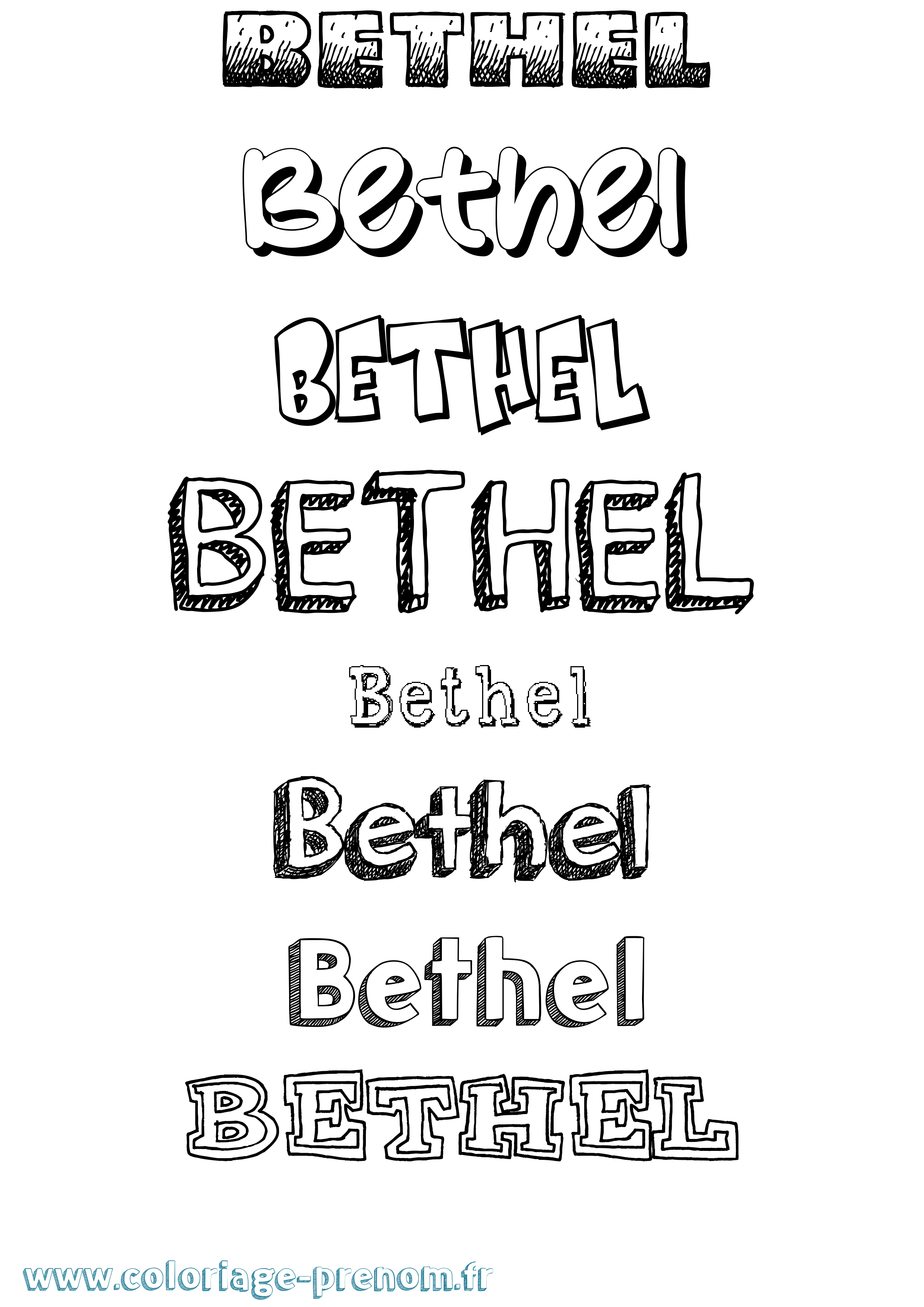 Coloriage prénom Bethel Dessiné