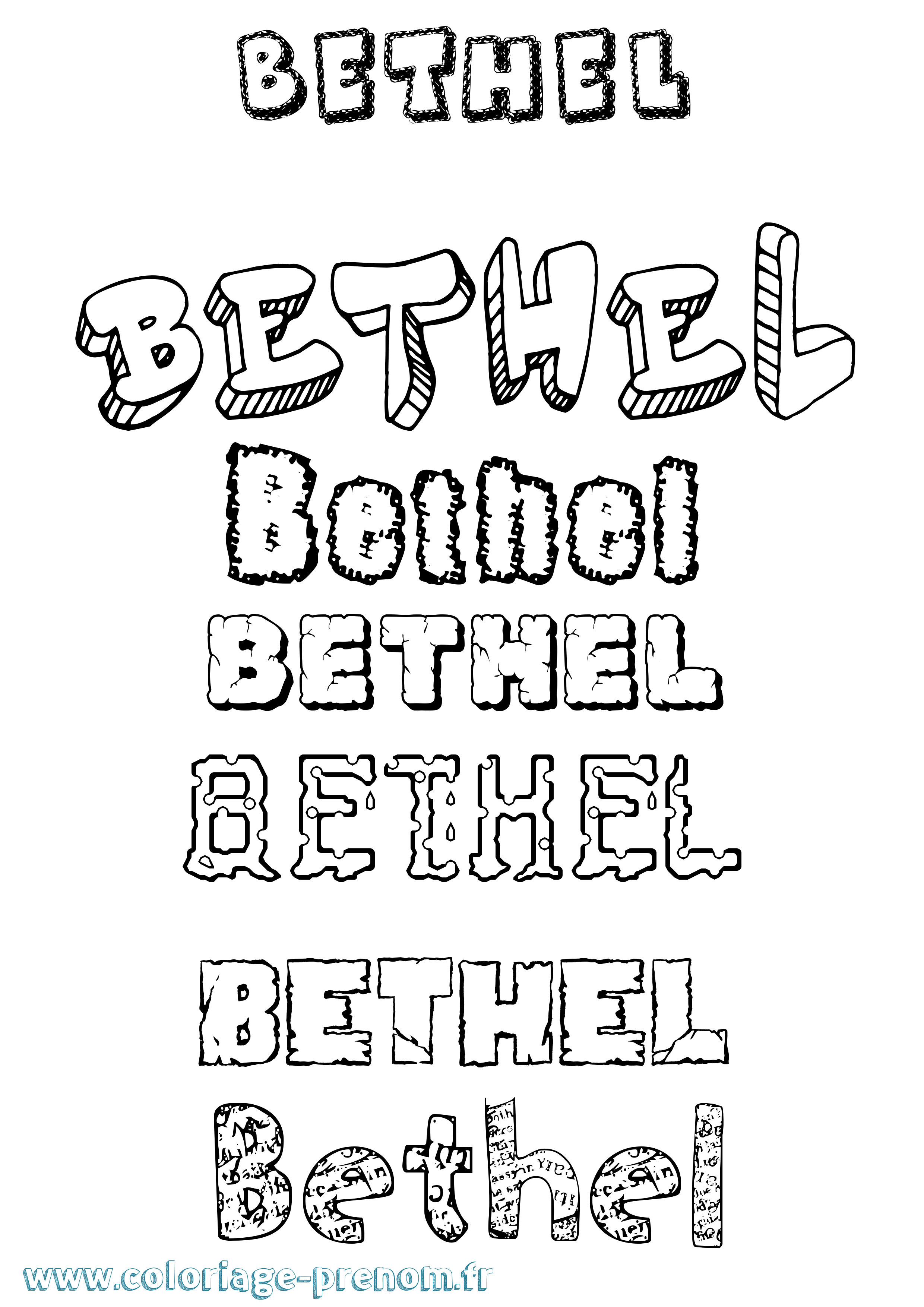 Coloriage prénom Bethel Destructuré