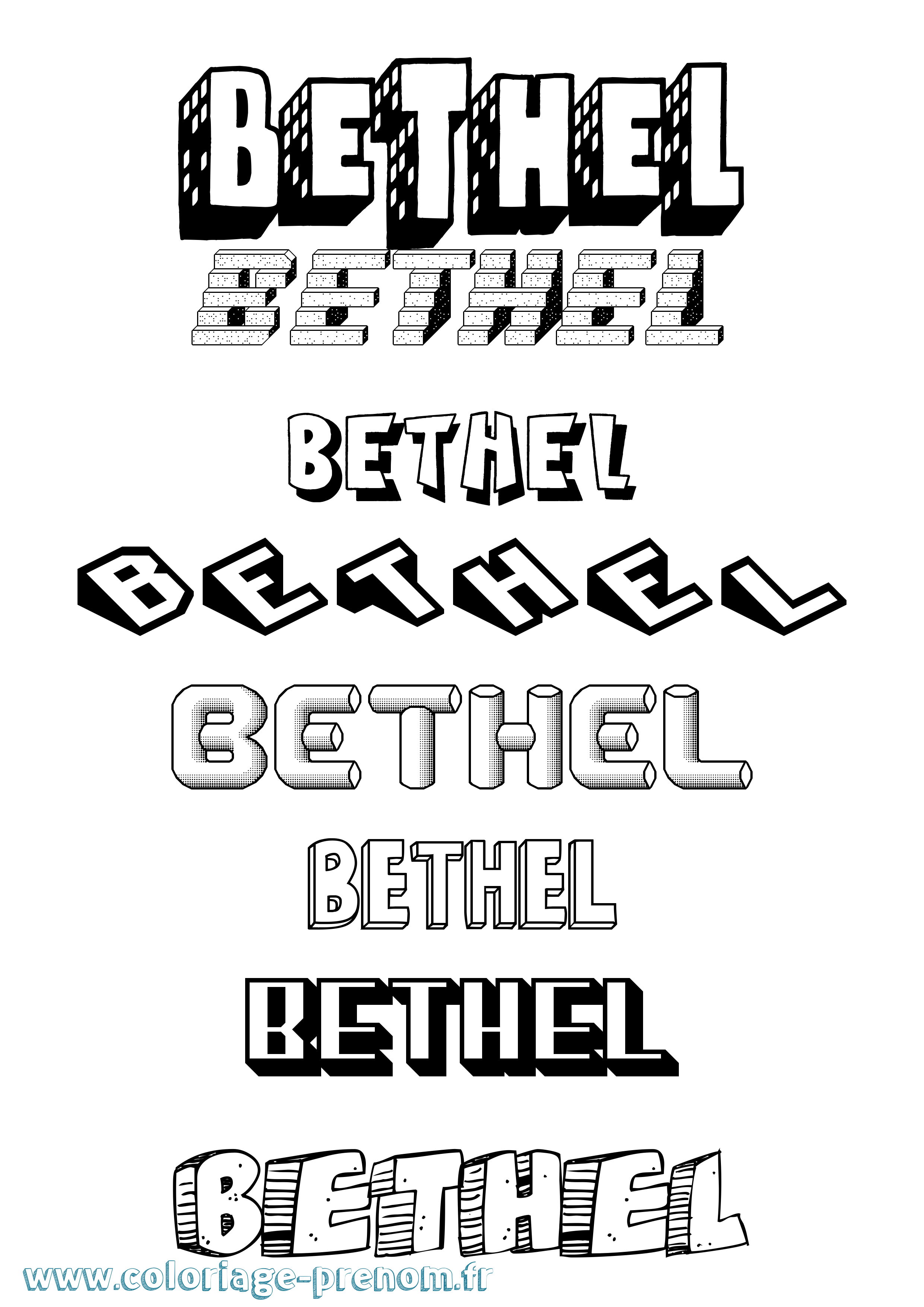 Coloriage prénom Bethel Effet 3D