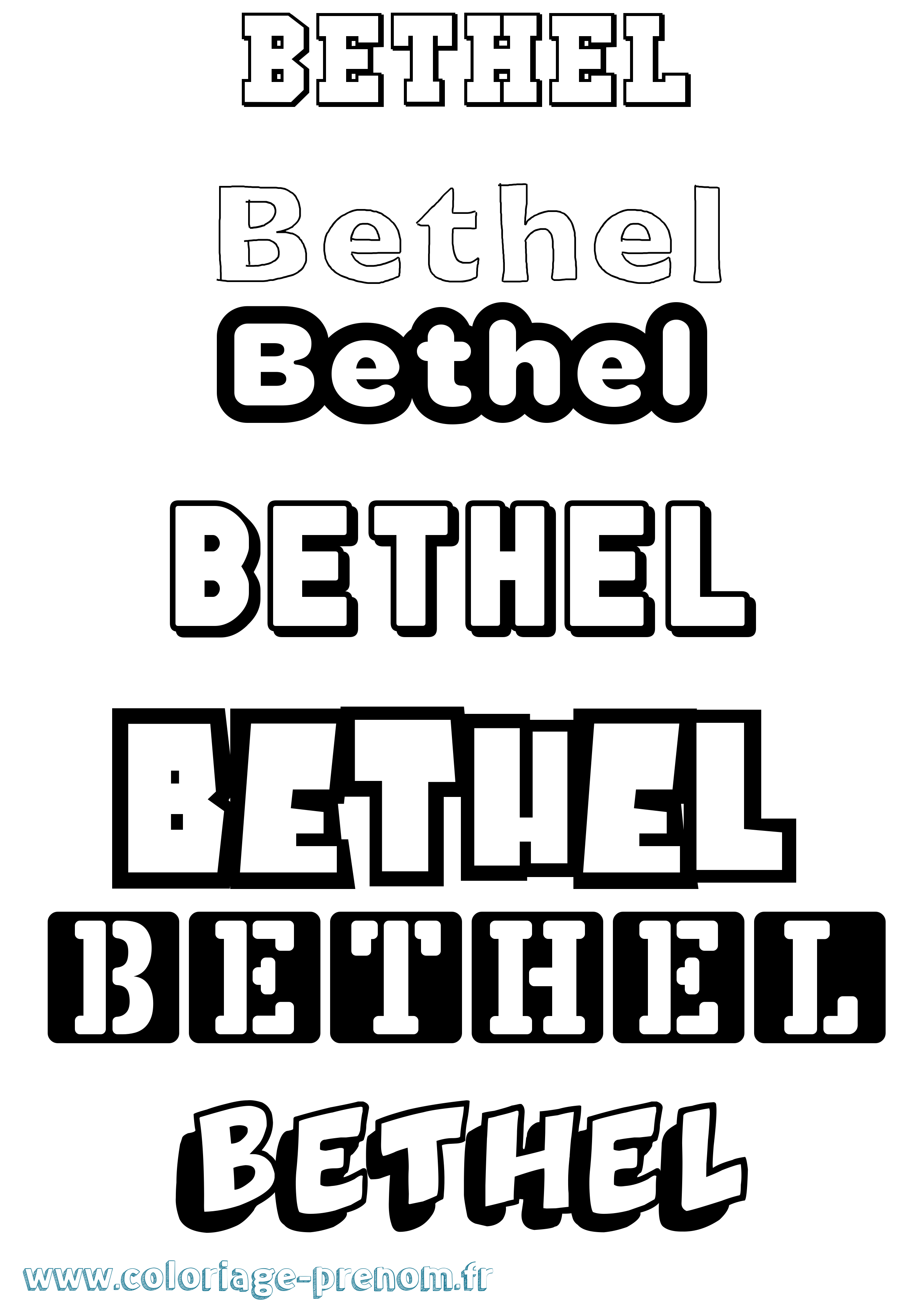 Coloriage prénom Bethel Simple