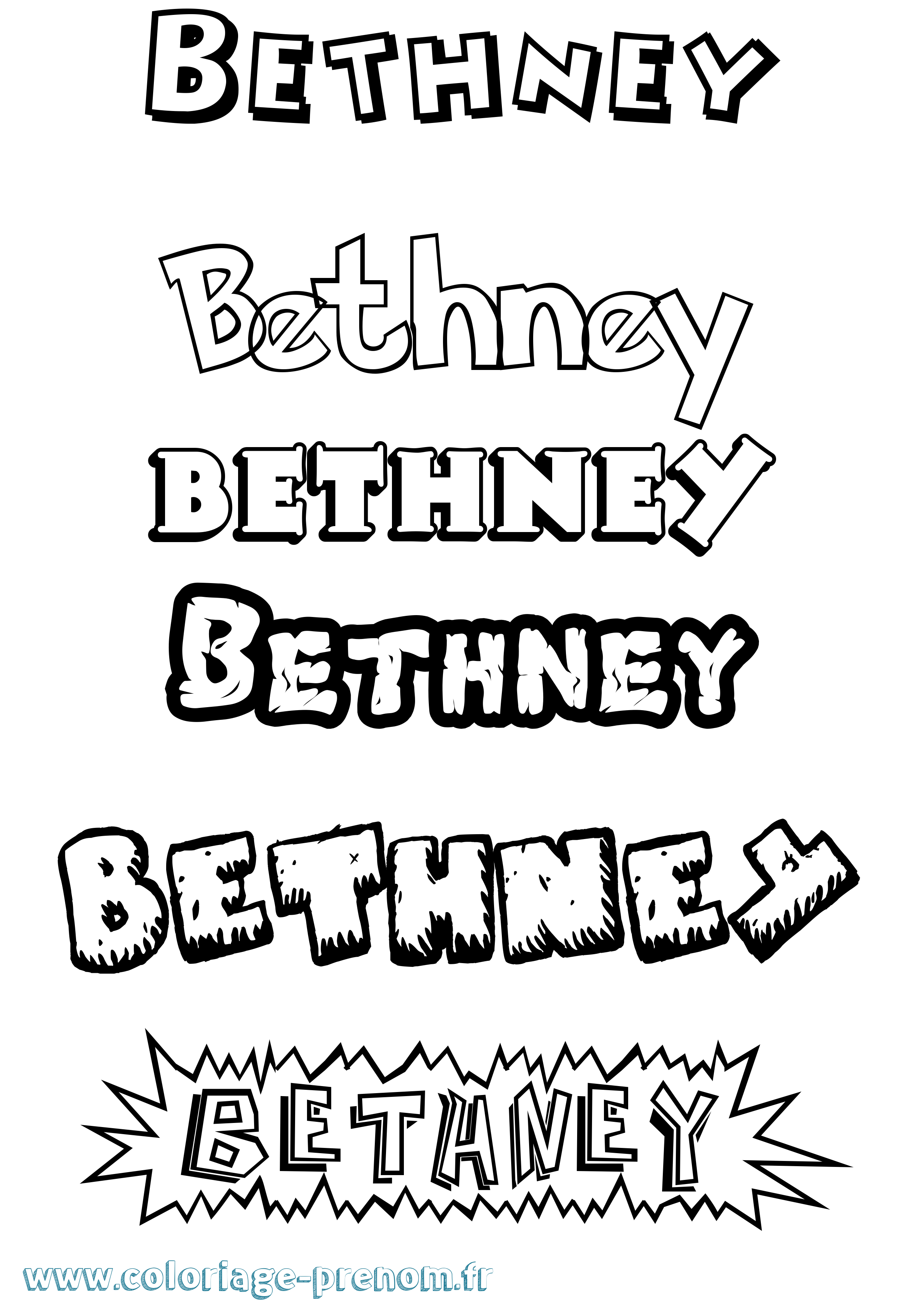 Coloriage prénom Bethney Dessin Animé