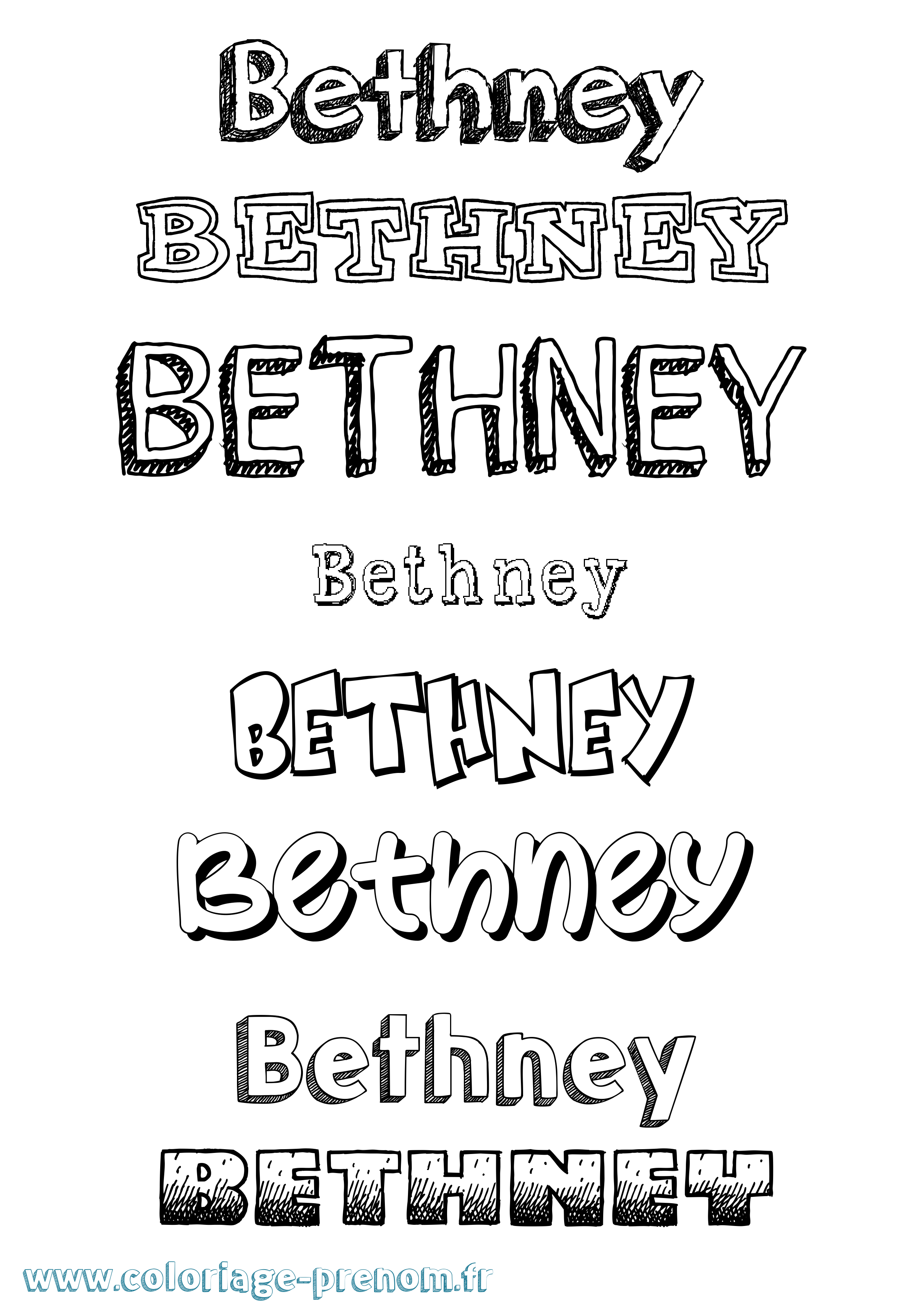 Coloriage prénom Bethney Dessiné