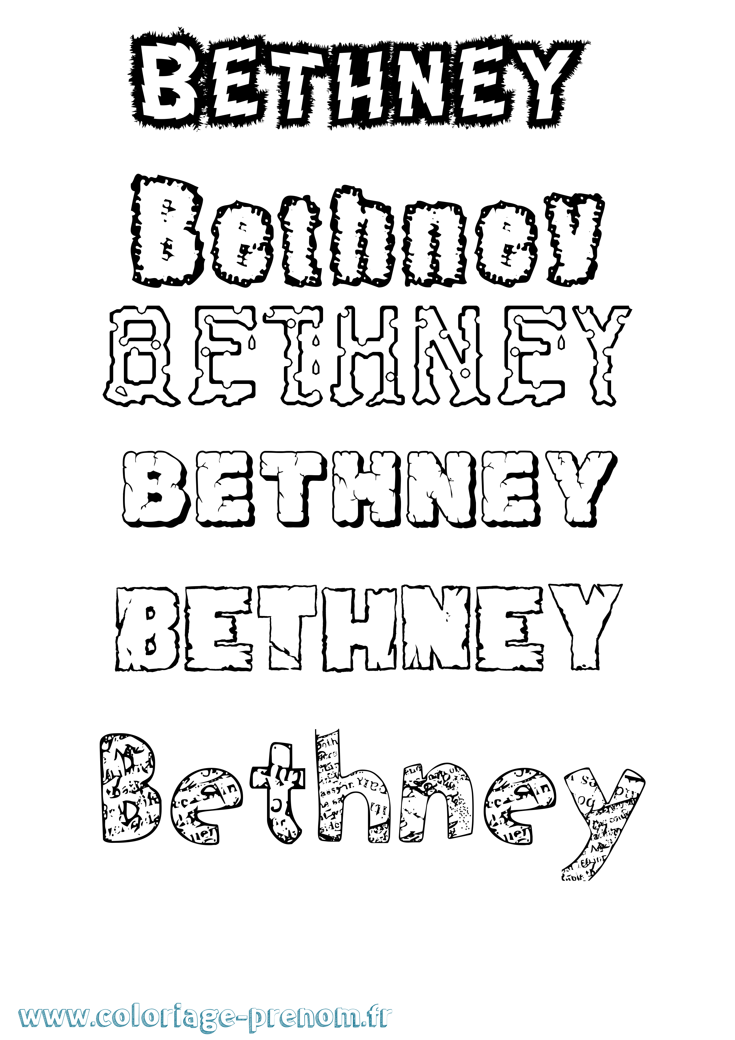 Coloriage prénom Bethney Destructuré