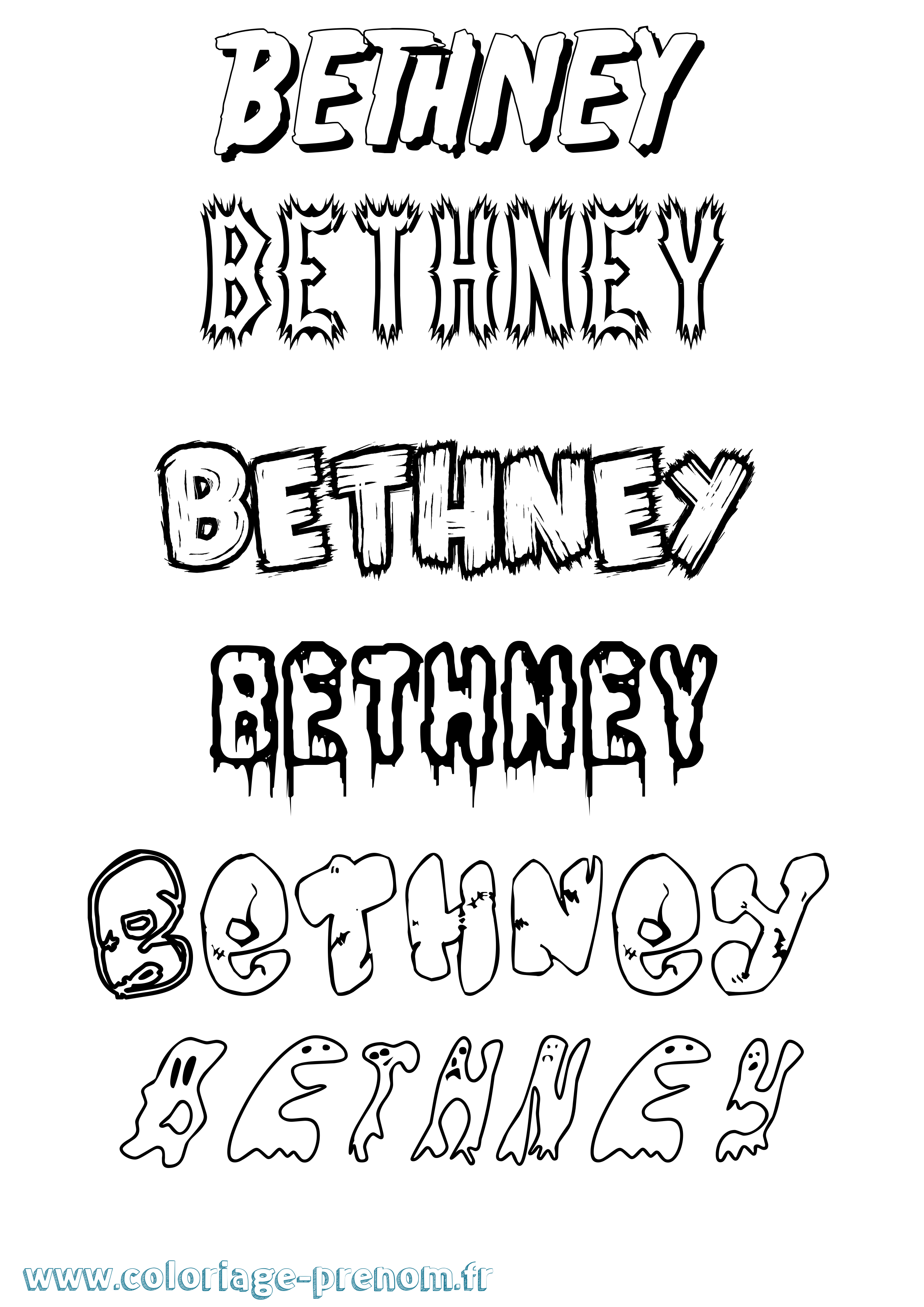 Coloriage prénom Bethney Frisson