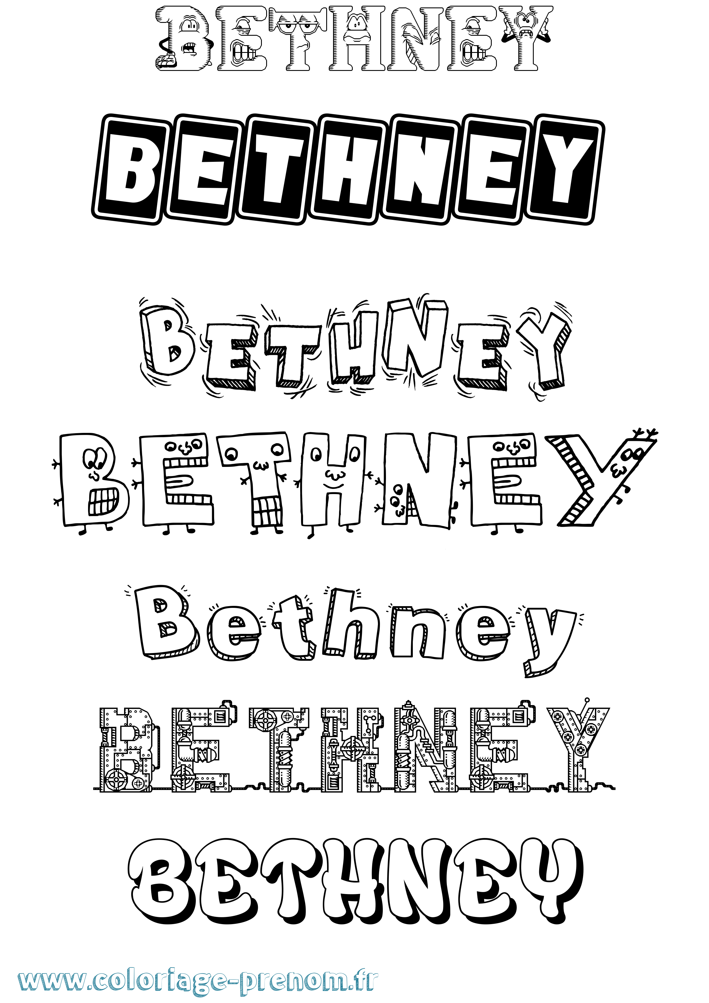 Coloriage prénom Bethney Fun