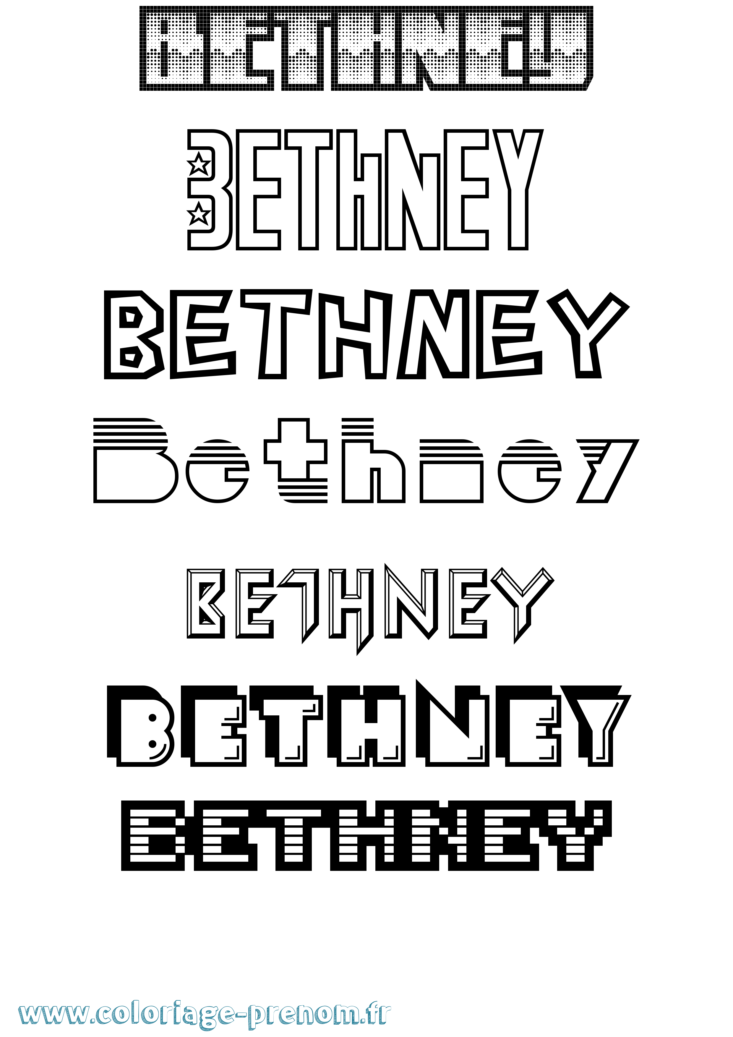 Coloriage prénom Bethney Jeux Vidéos