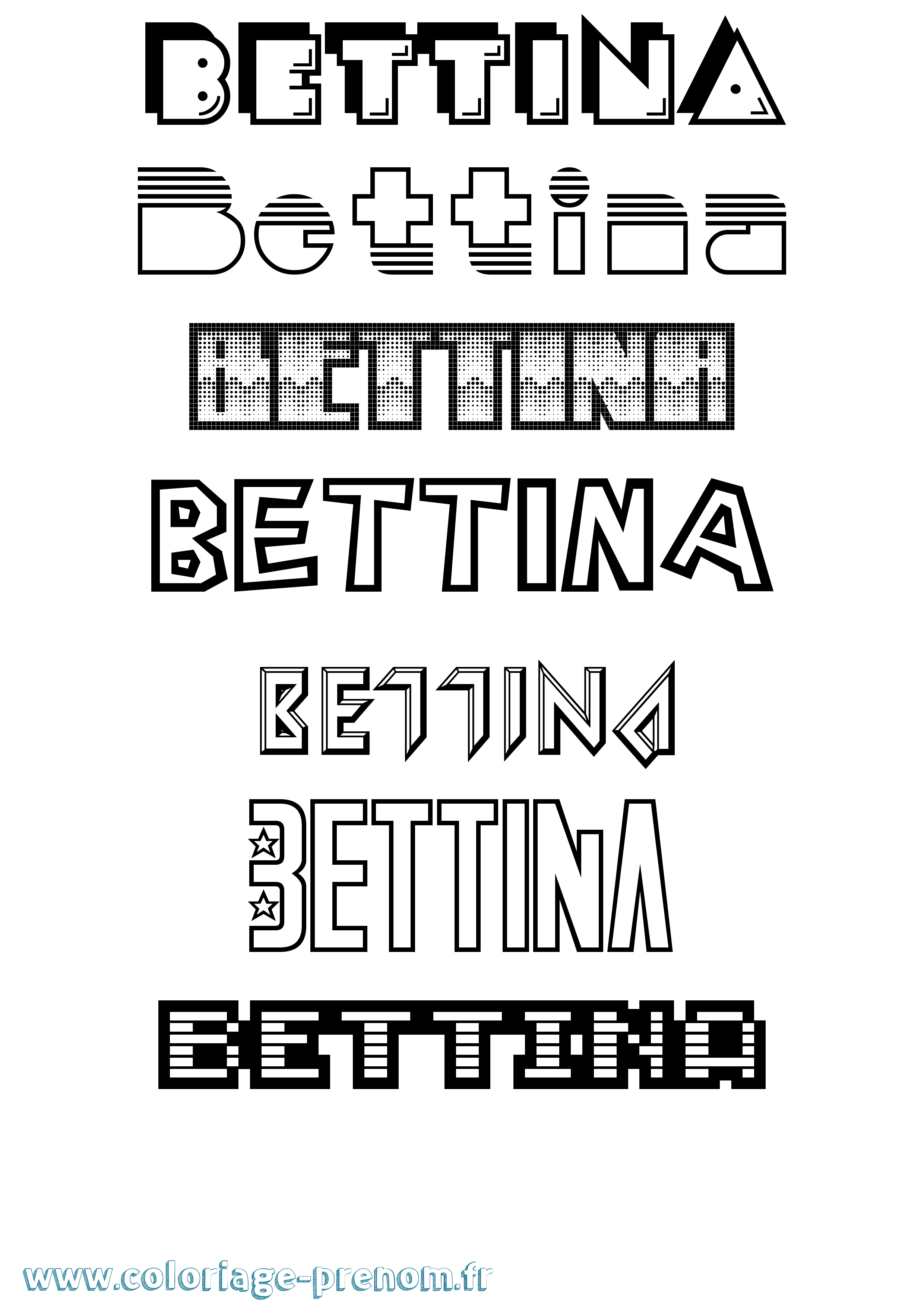 Coloriage prénom Bettina