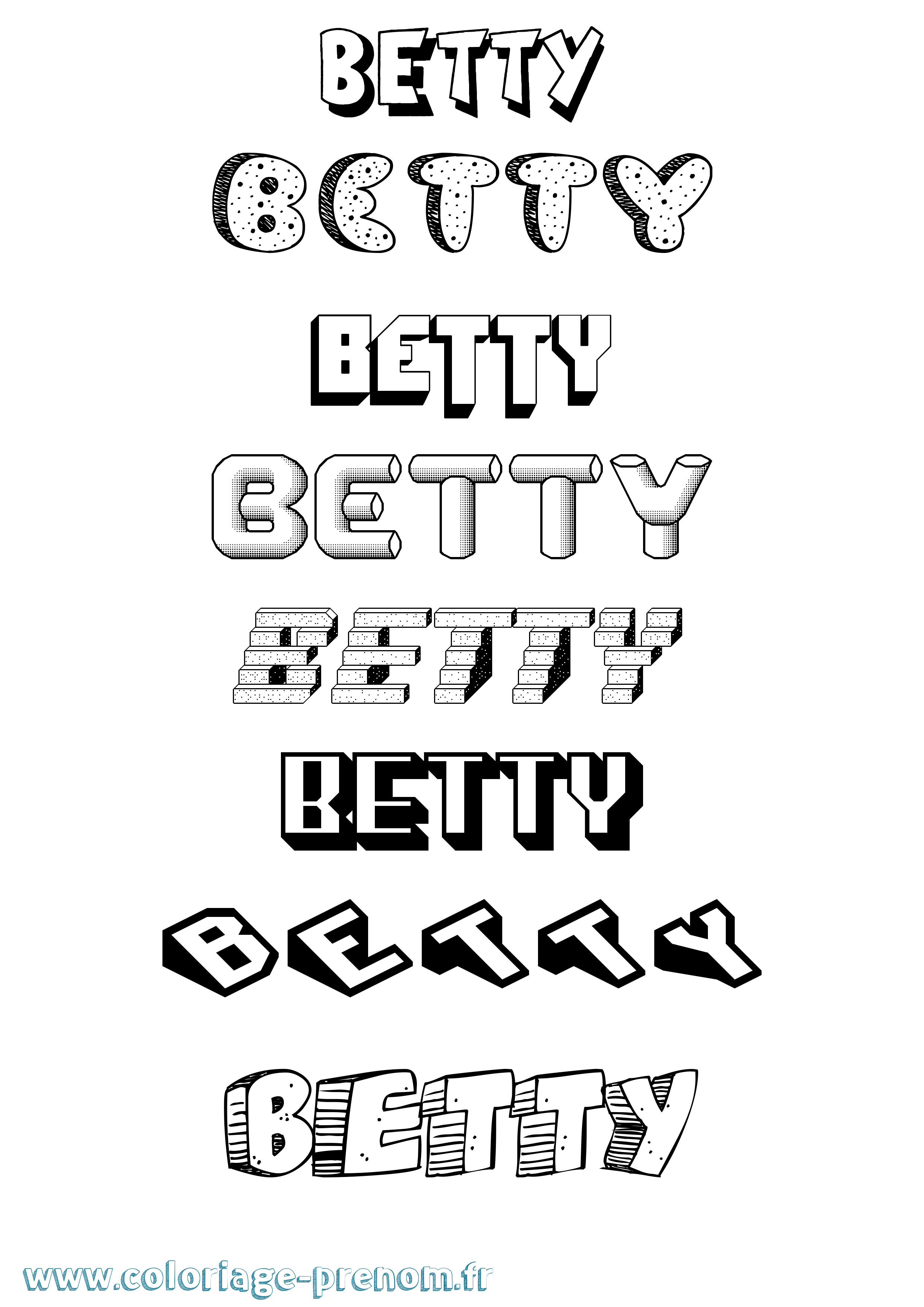 Coloriage prénom Betty