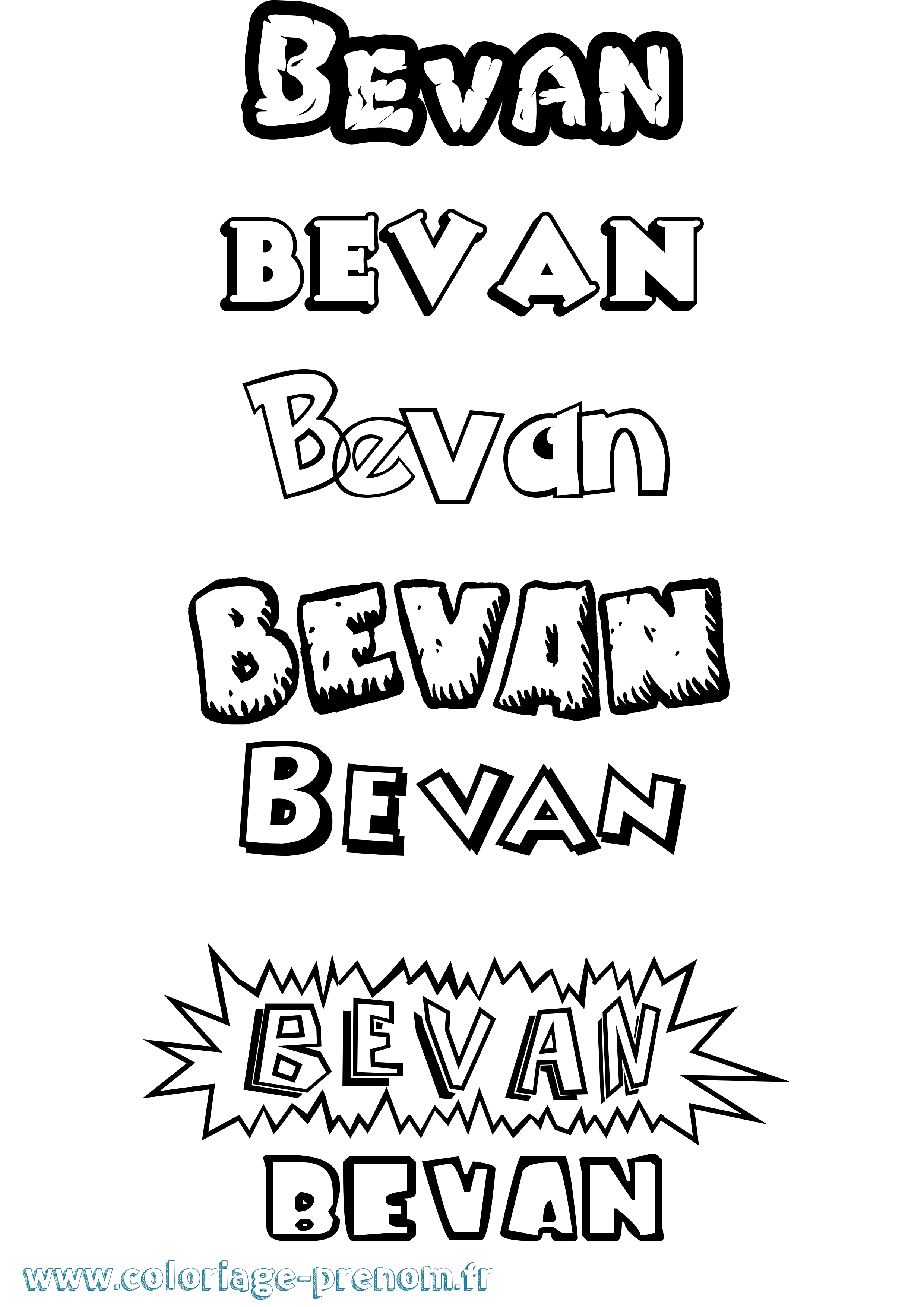 Coloriage prénom Bevan Dessin Animé