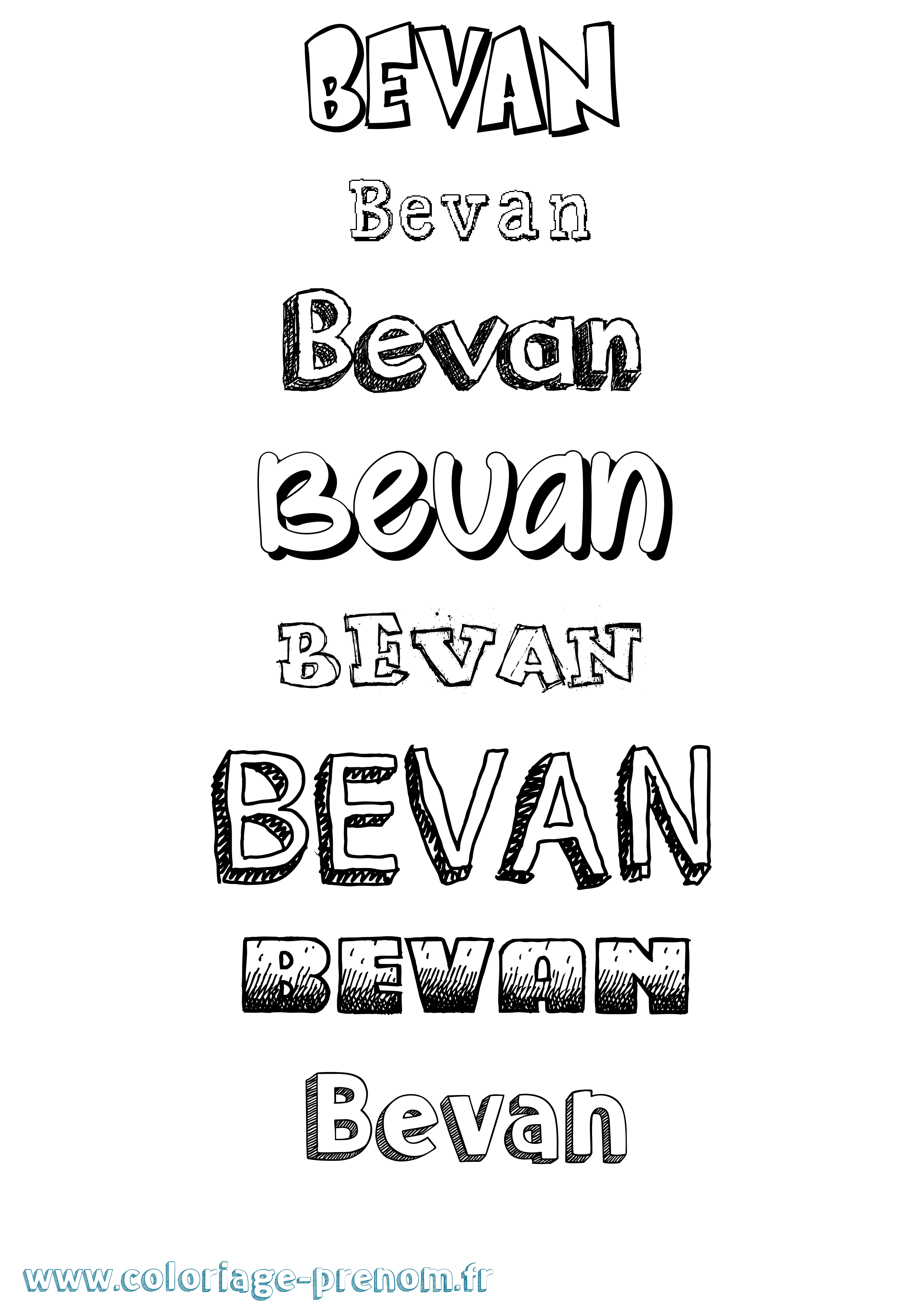 Coloriage prénom Bevan Dessiné