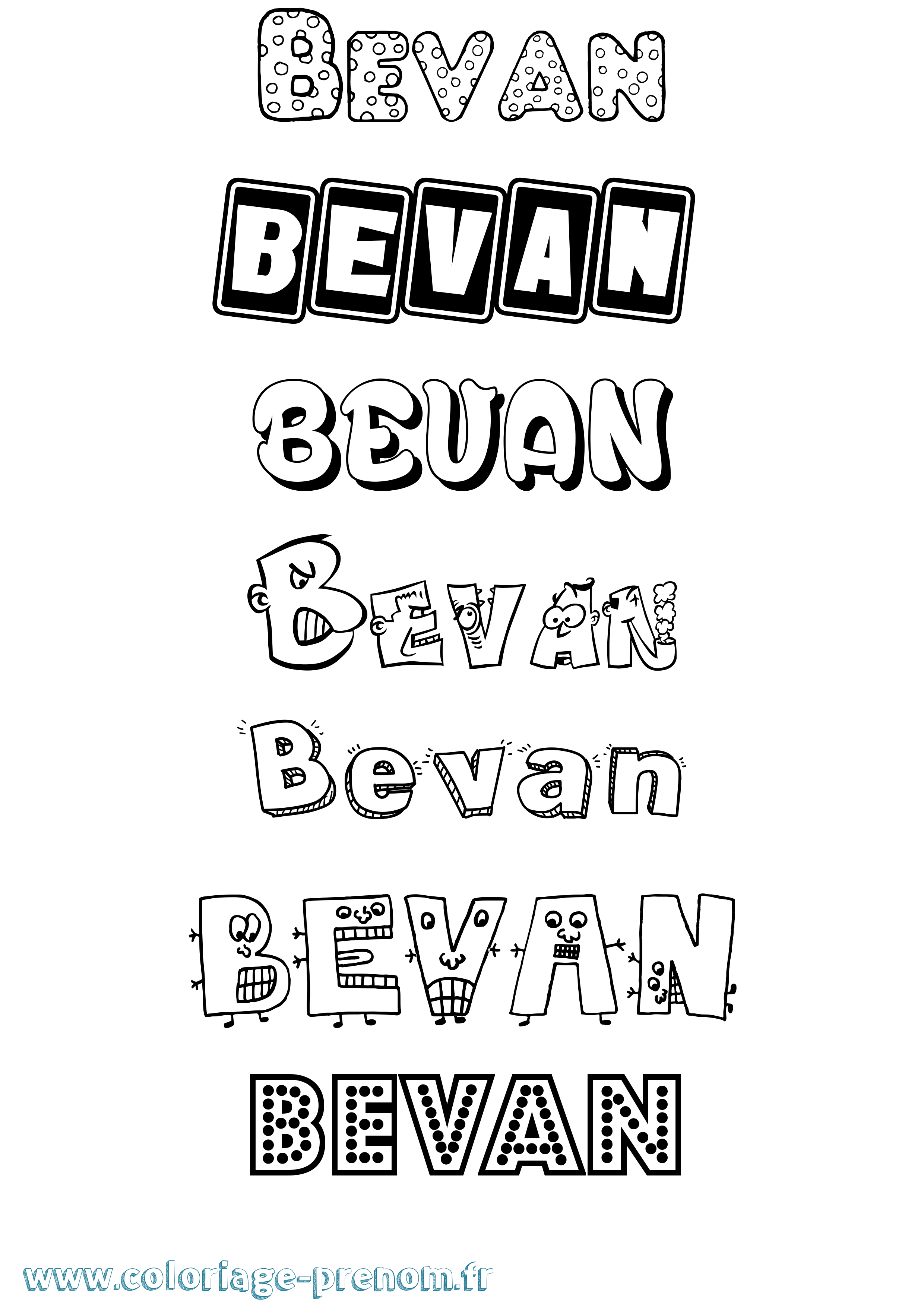 Coloriage prénom Bevan Fun