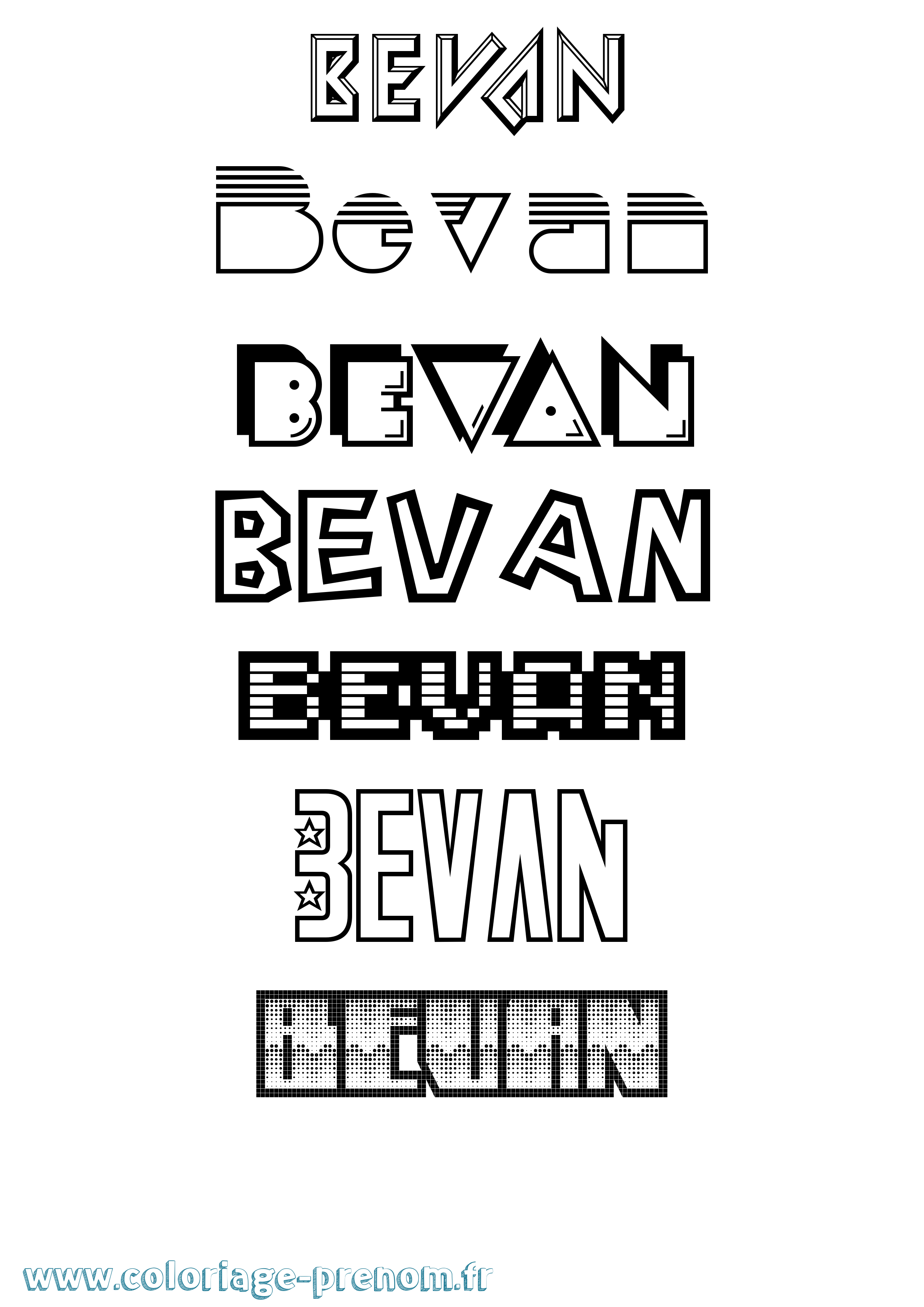 Coloriage prénom Bevan Jeux Vidéos
