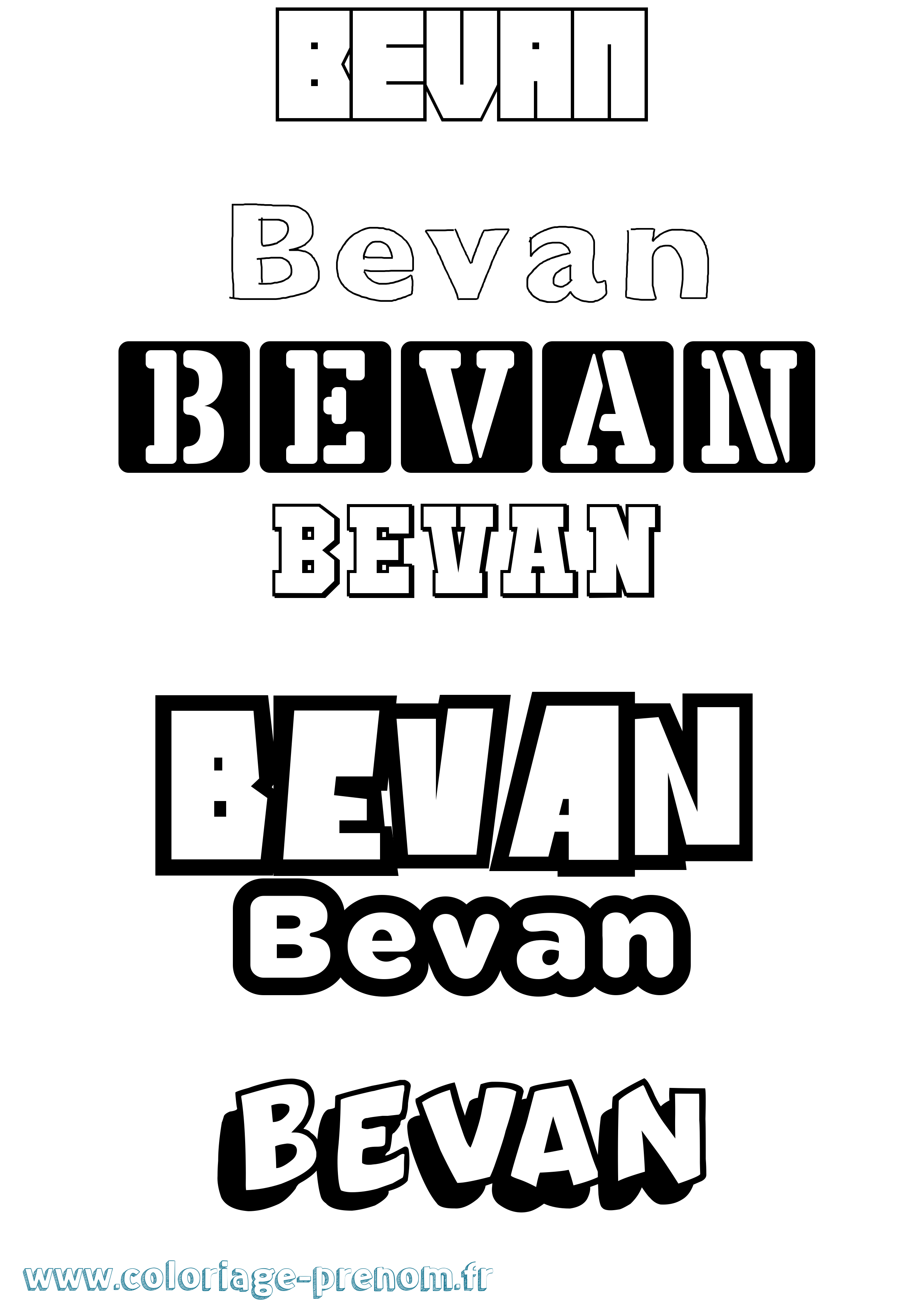 Coloriage prénom Bevan Simple