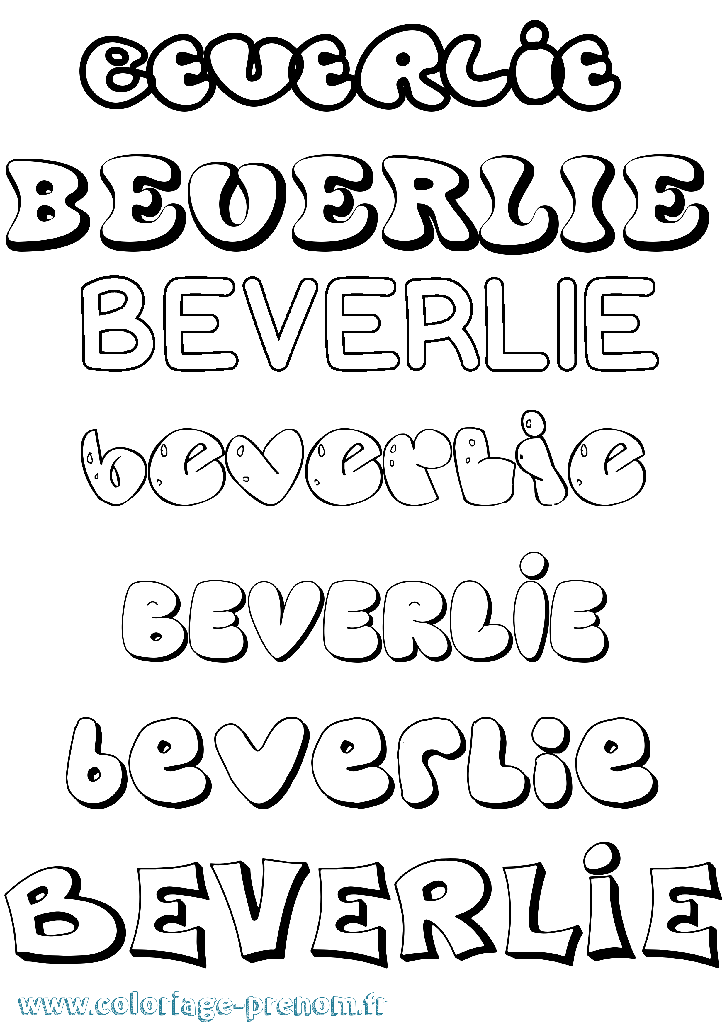 Coloriage prénom Beverlie Bubble