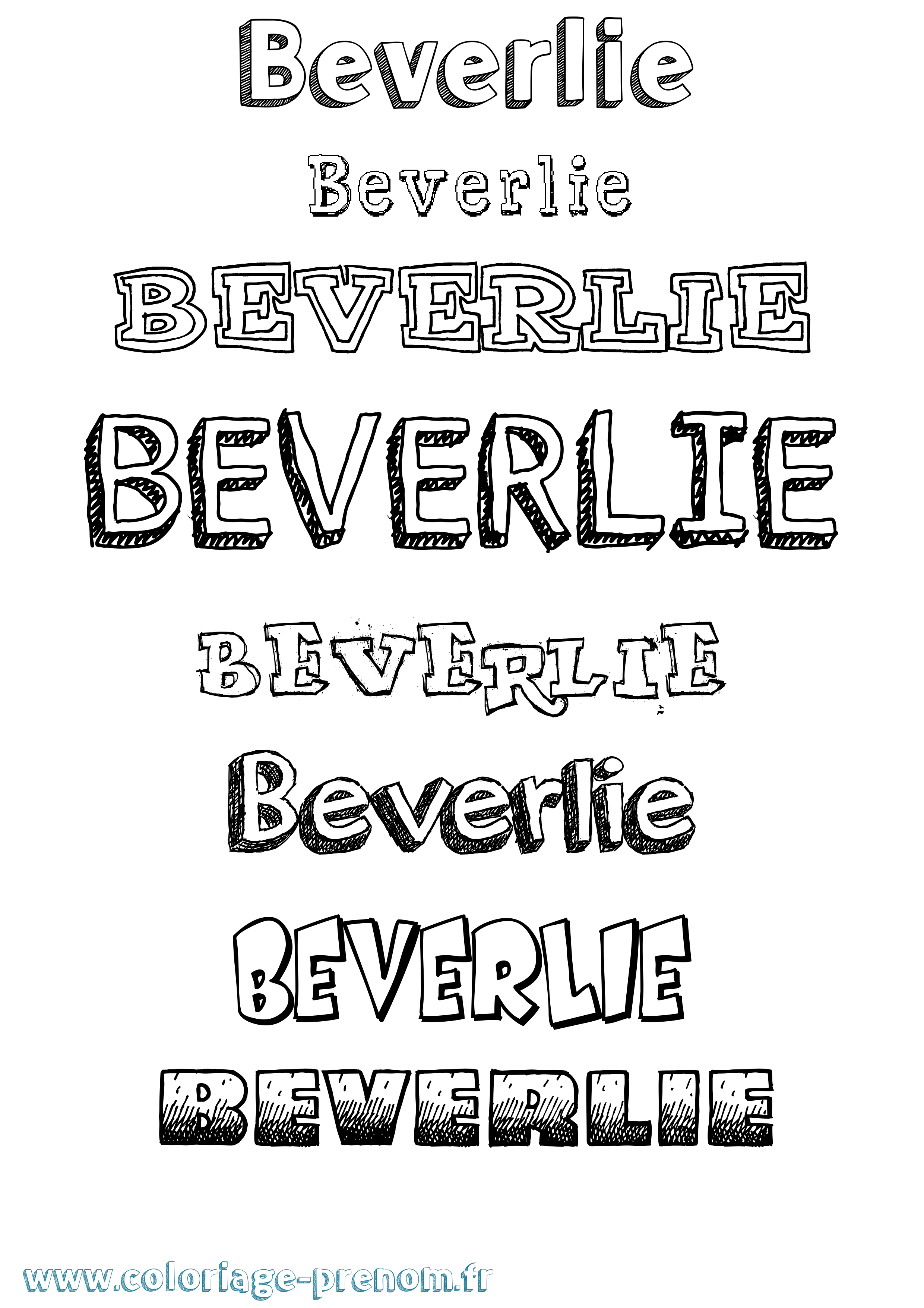Coloriage prénom Beverlie Dessiné