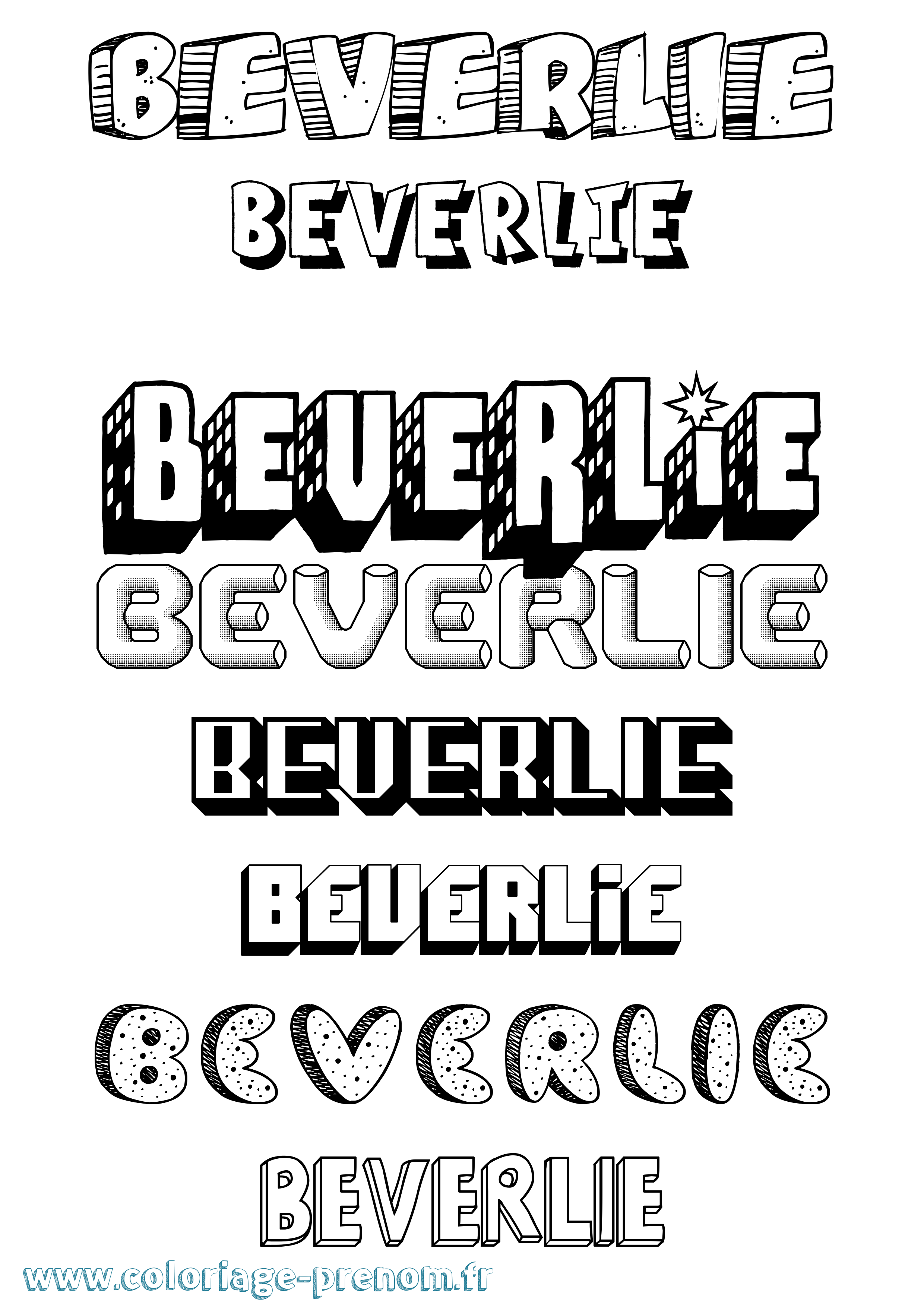 Coloriage prénom Beverlie Effet 3D