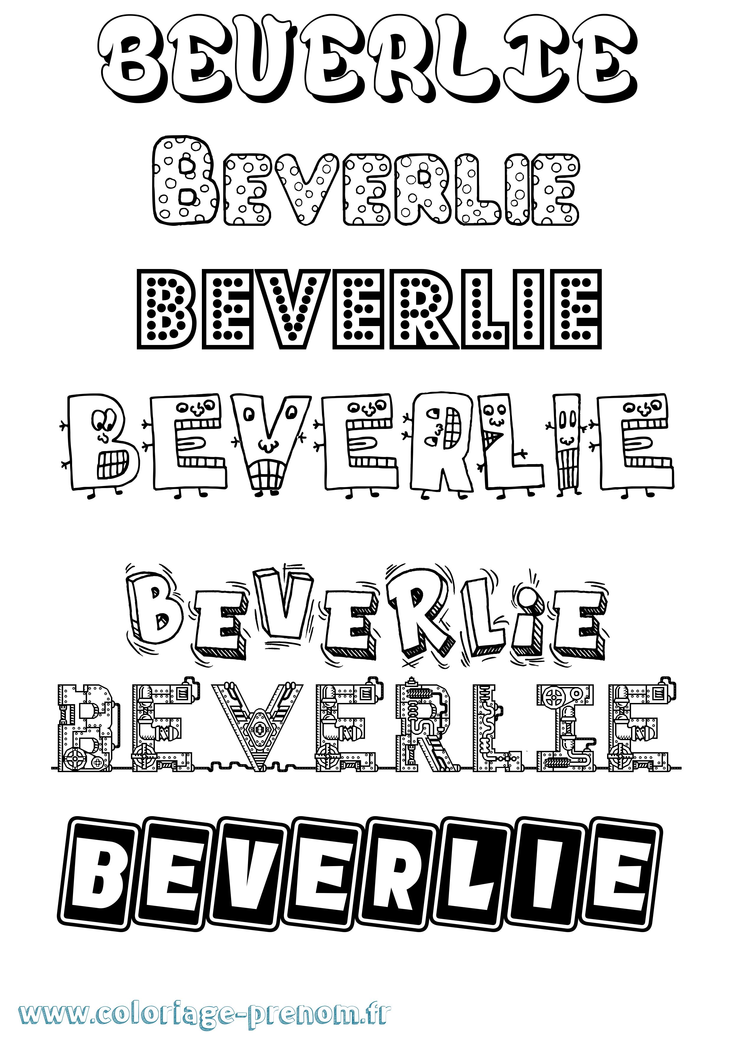 Coloriage prénom Beverlie Fun