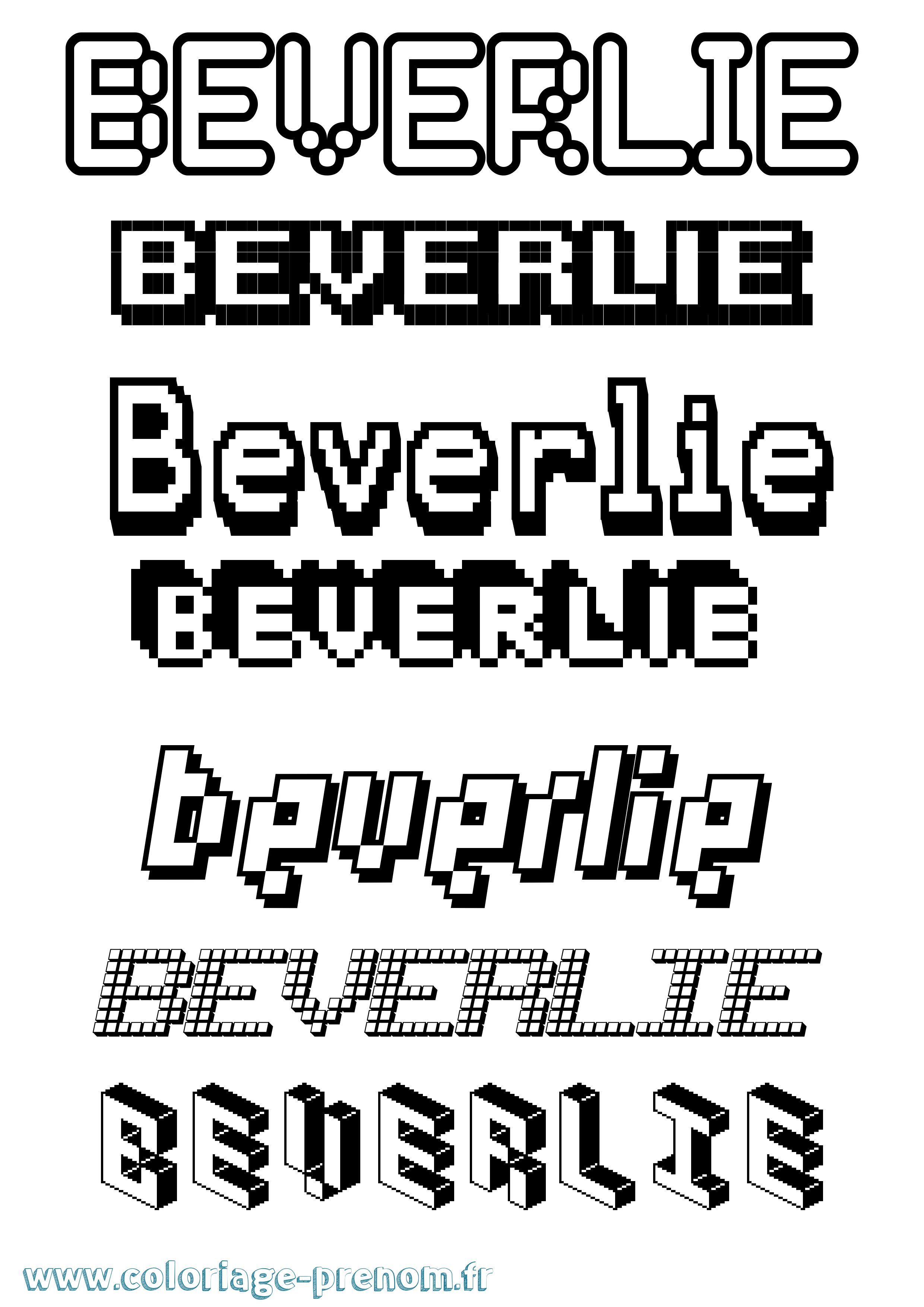 Coloriage prénom Beverlie Pixel