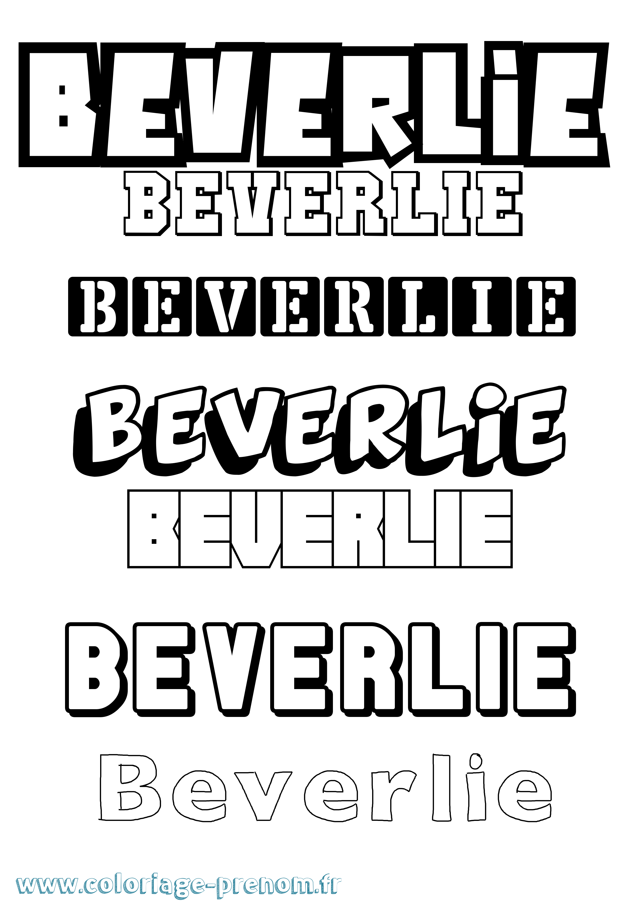 Coloriage prénom Beverlie Simple