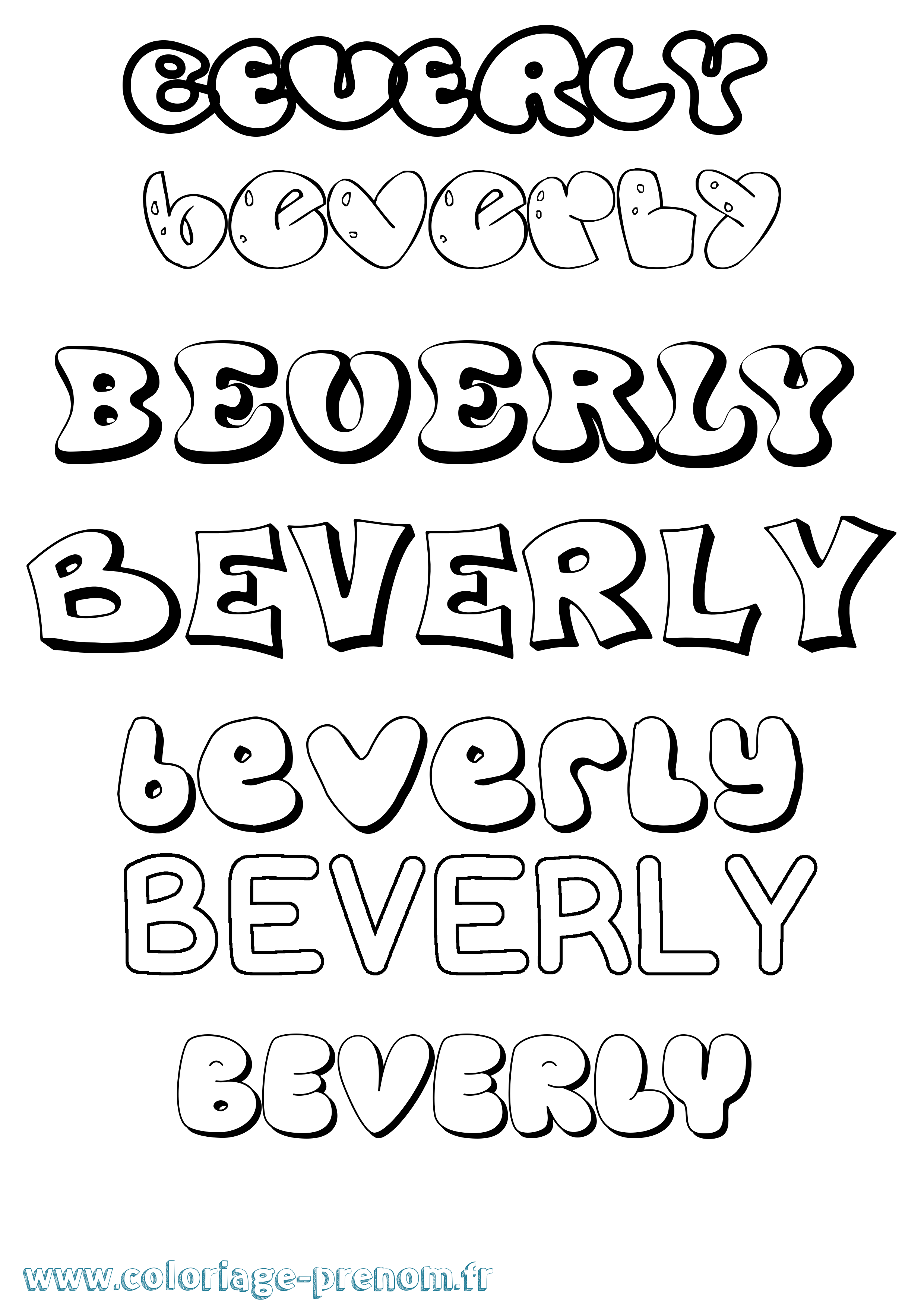 Coloriage prénom Beverly Bubble
