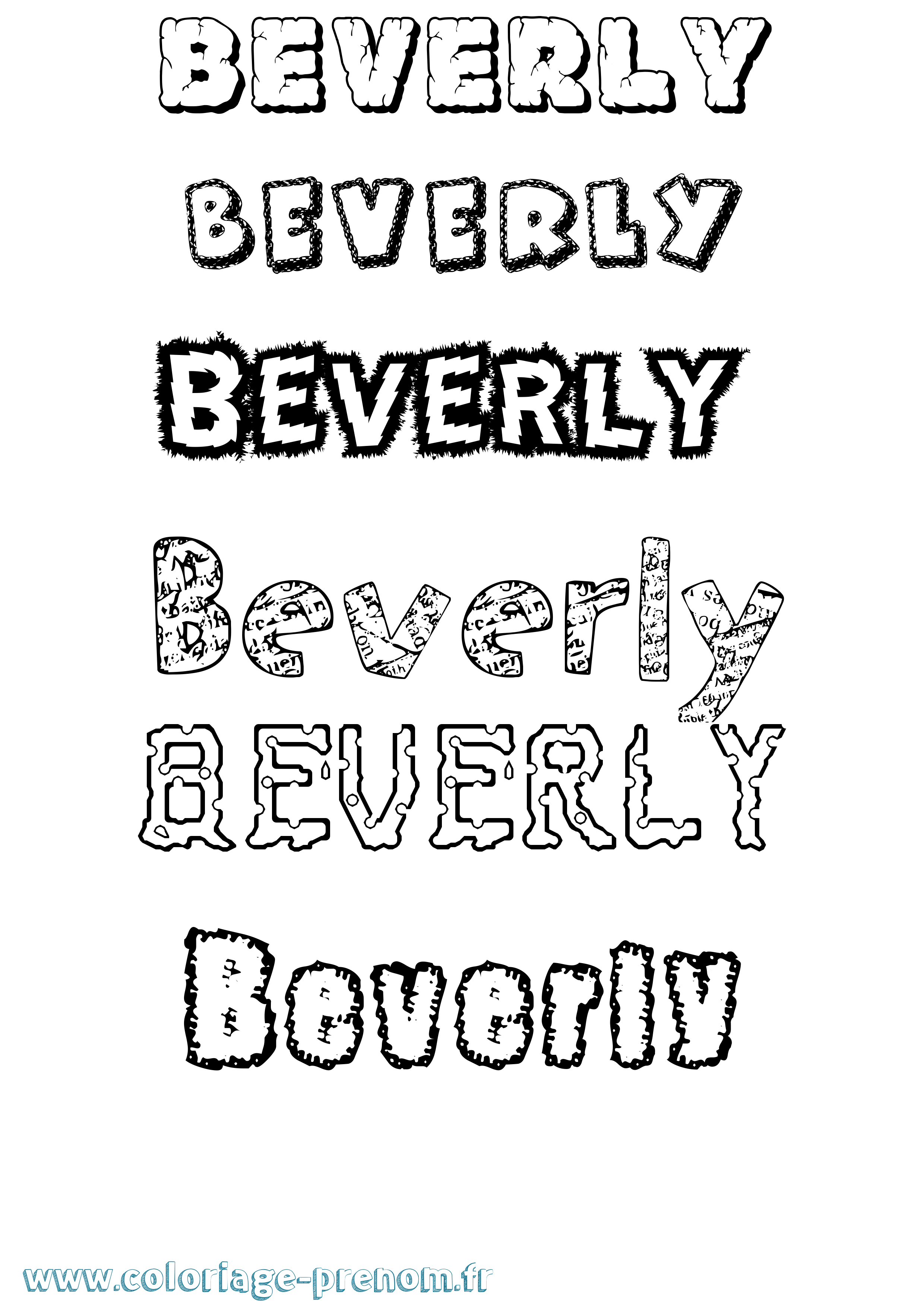Coloriage prénom Beverly Destructuré