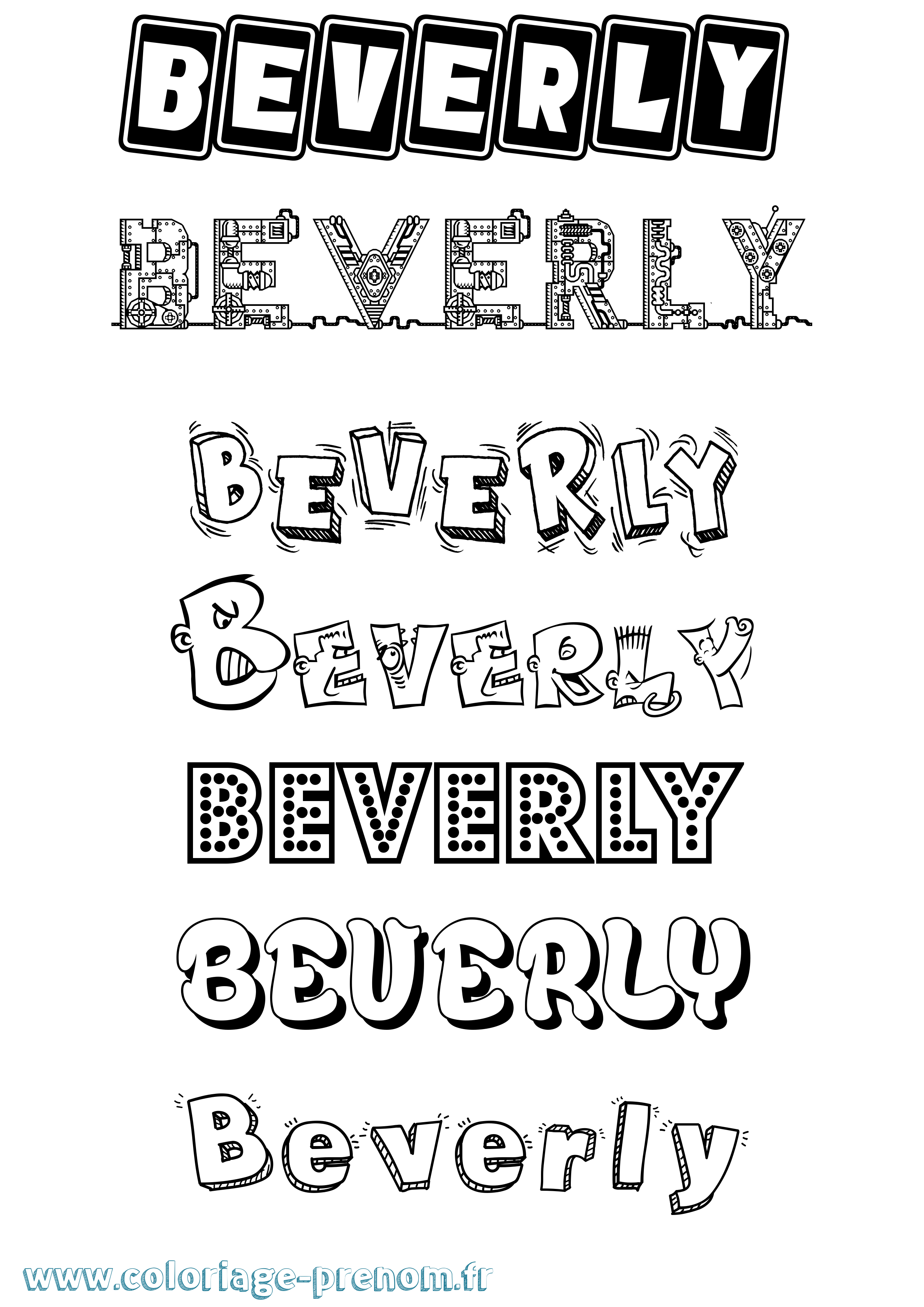 Coloriage prénom Beverly Fun