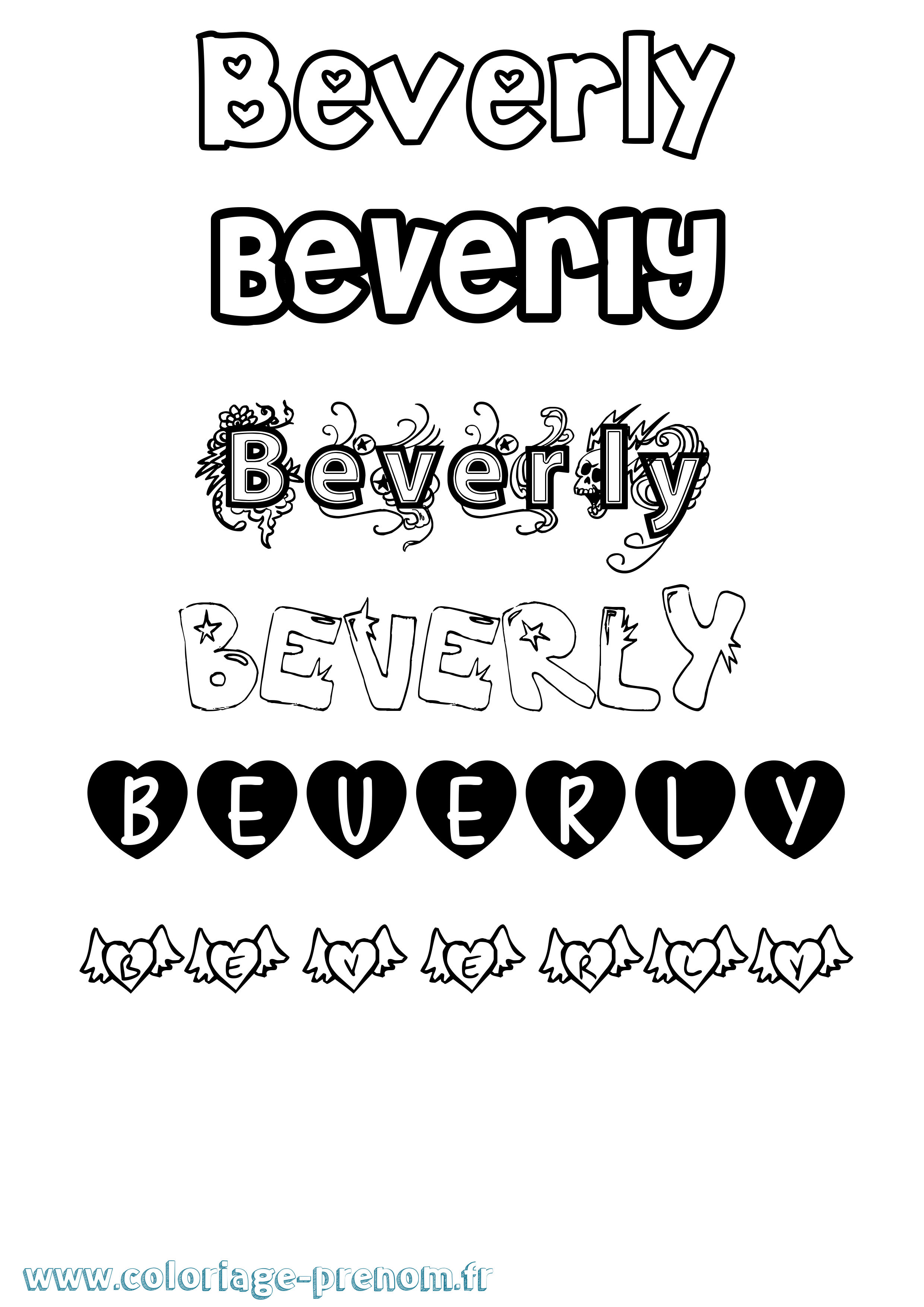 Coloriage prénom Beverly Girly