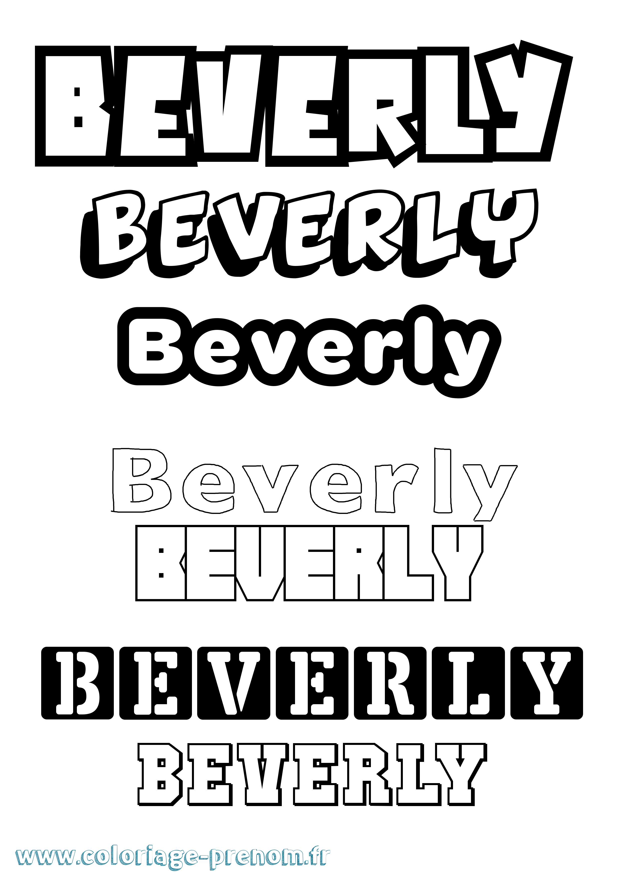 Coloriage prénom Beverly Simple
