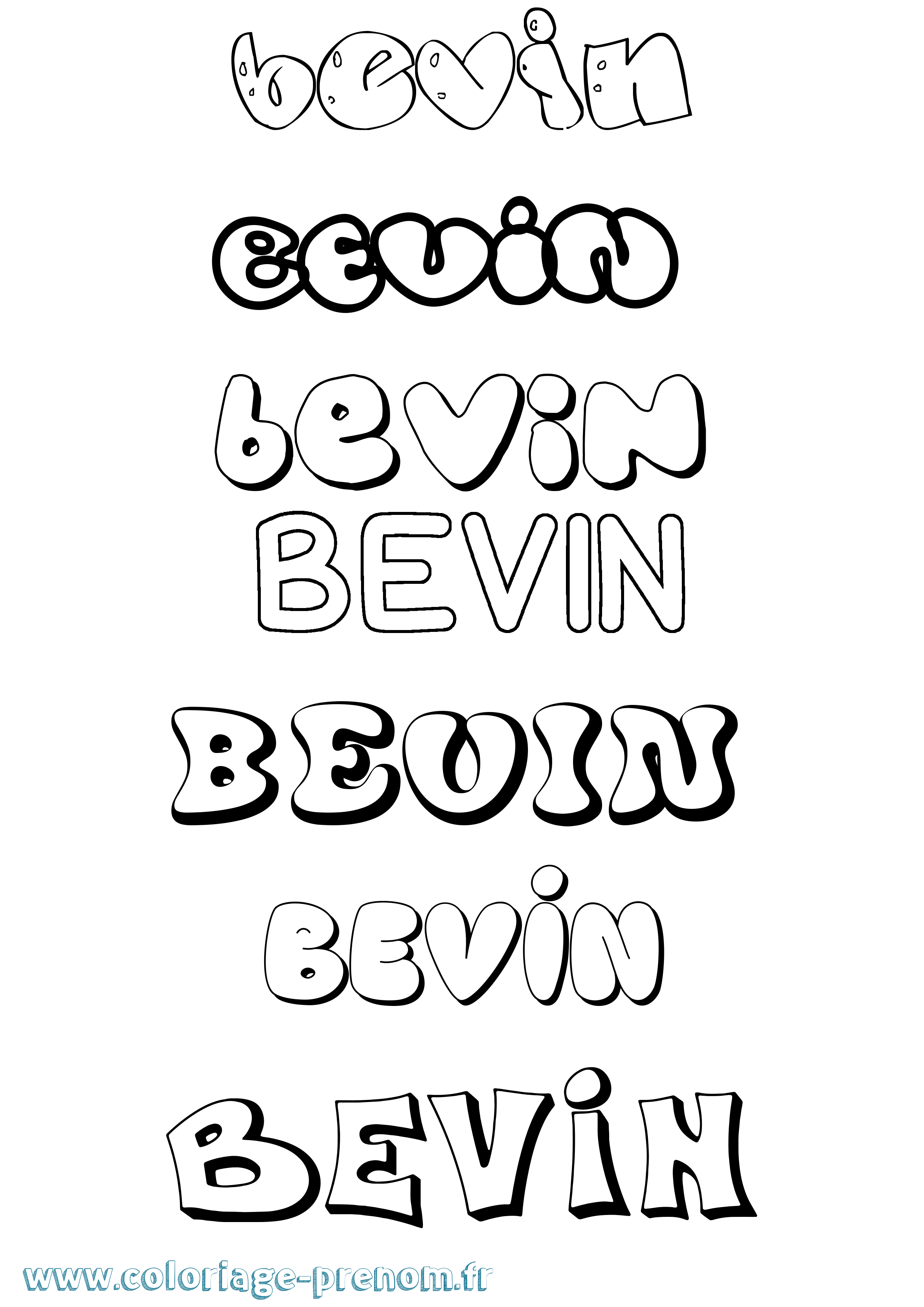 Coloriage prénom Bevin Bubble