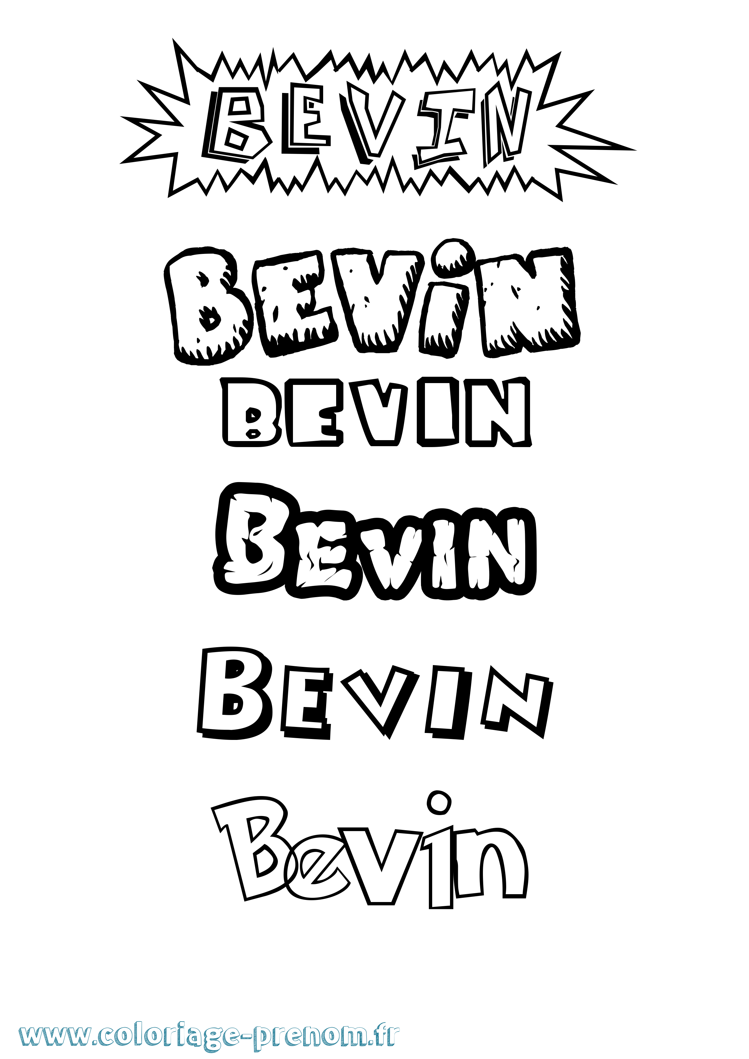 Coloriage Bevin Dessin Animé Coloriage prénom Bevin Dessin Animé