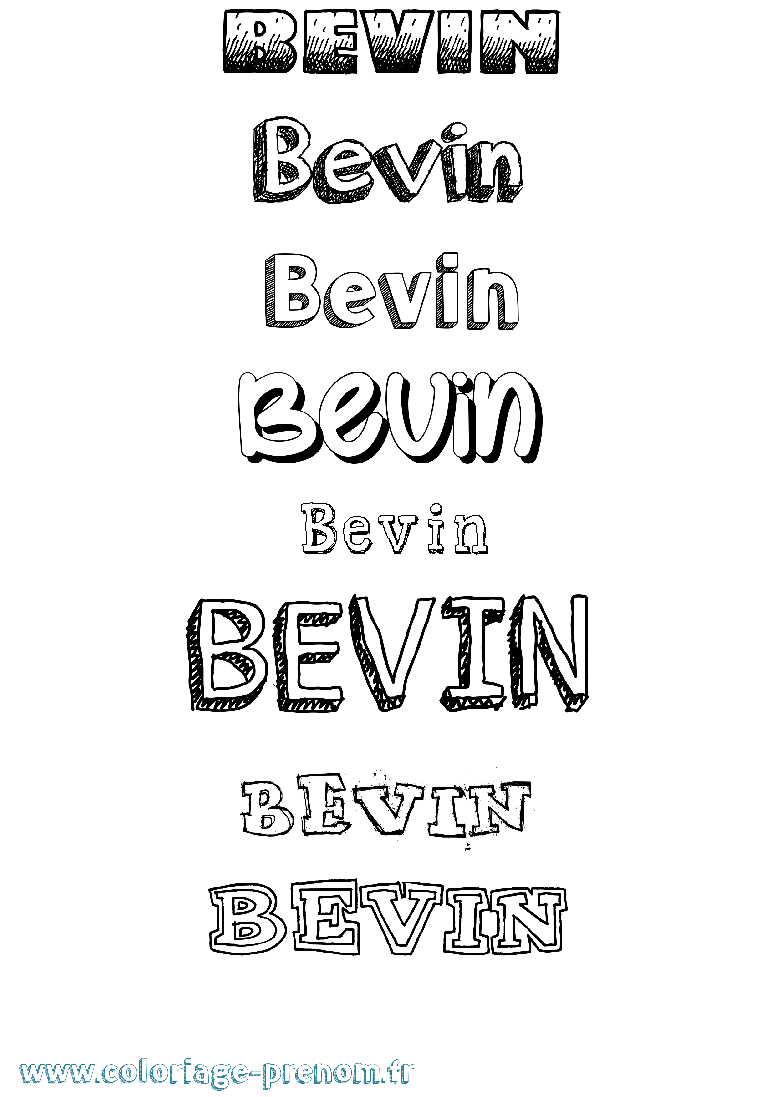 Coloriage prénom Bevin Dessiné