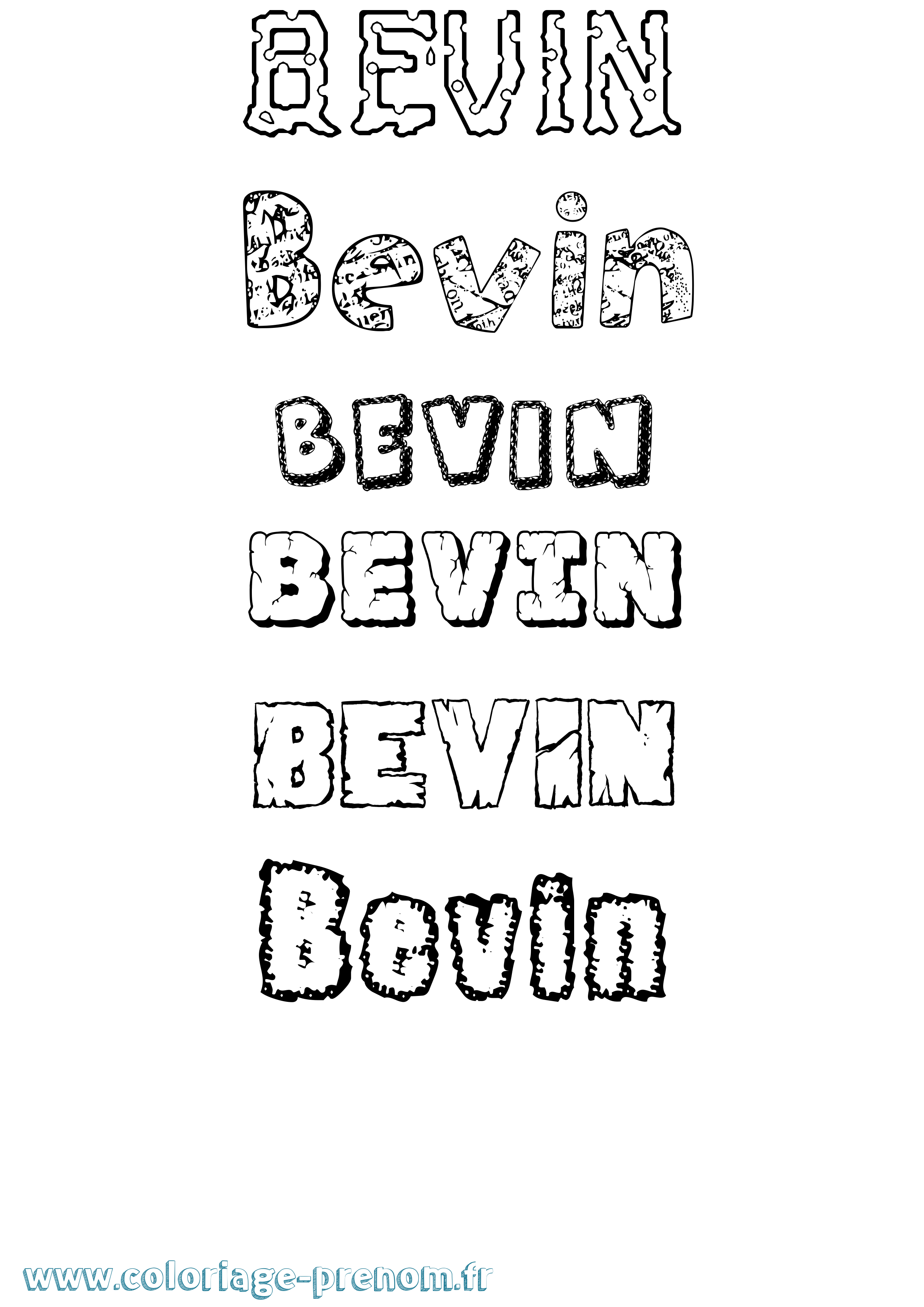 Coloriage prénom Bevin Destructuré