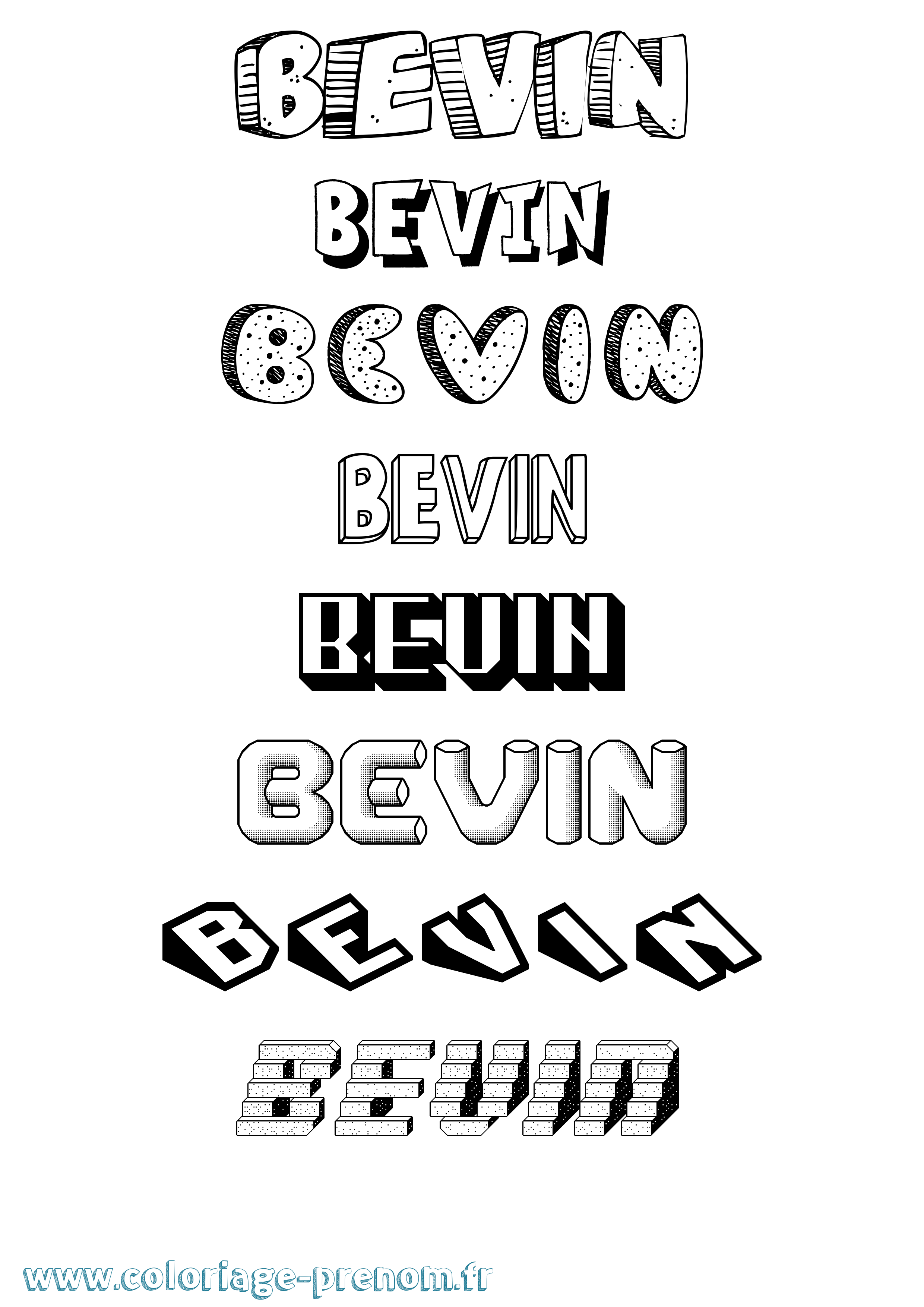 Coloriage Bevin Effet 3D Coloriage prénom Bevin Effet 3D