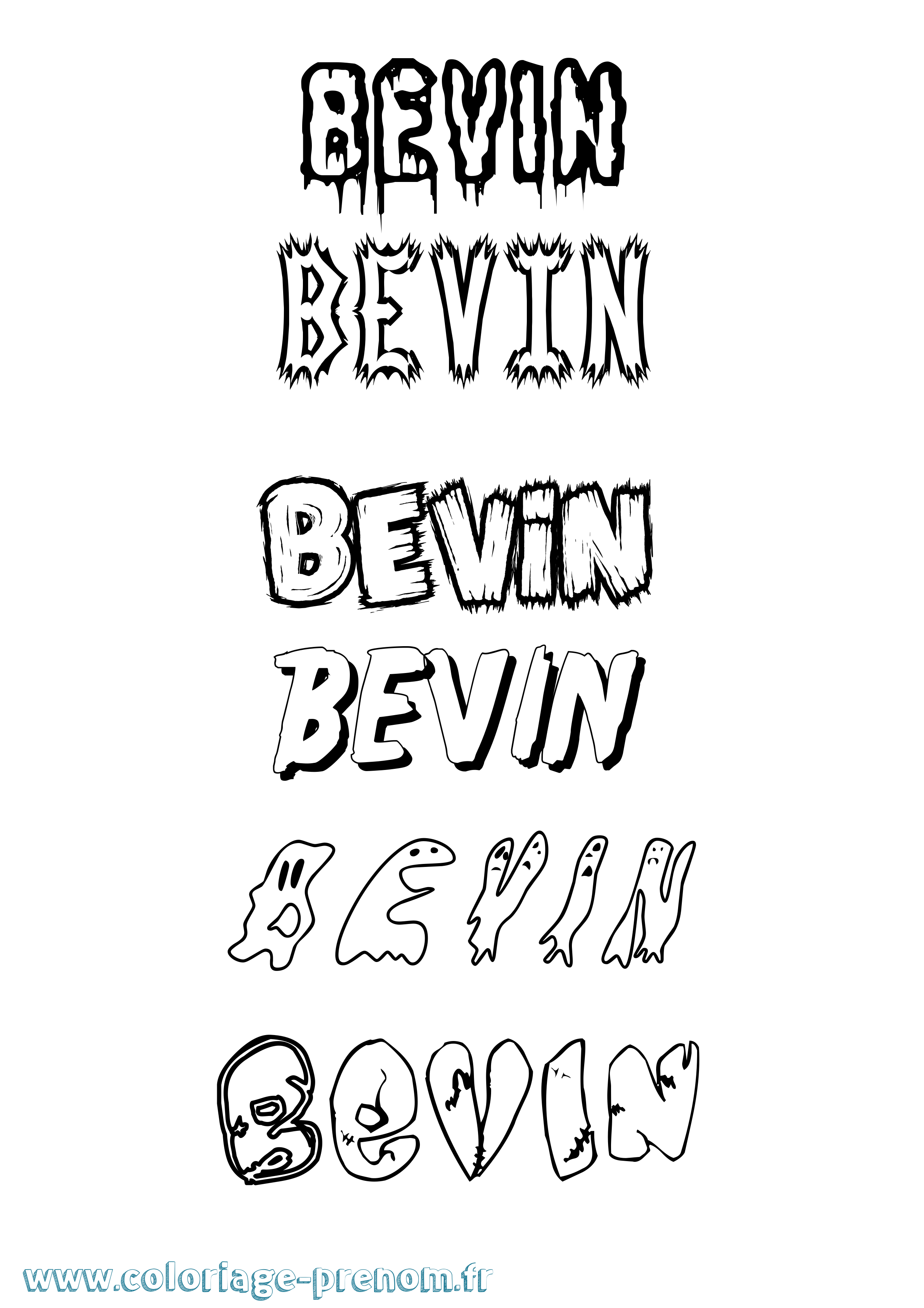 Coloriage prénom Bevin Frisson