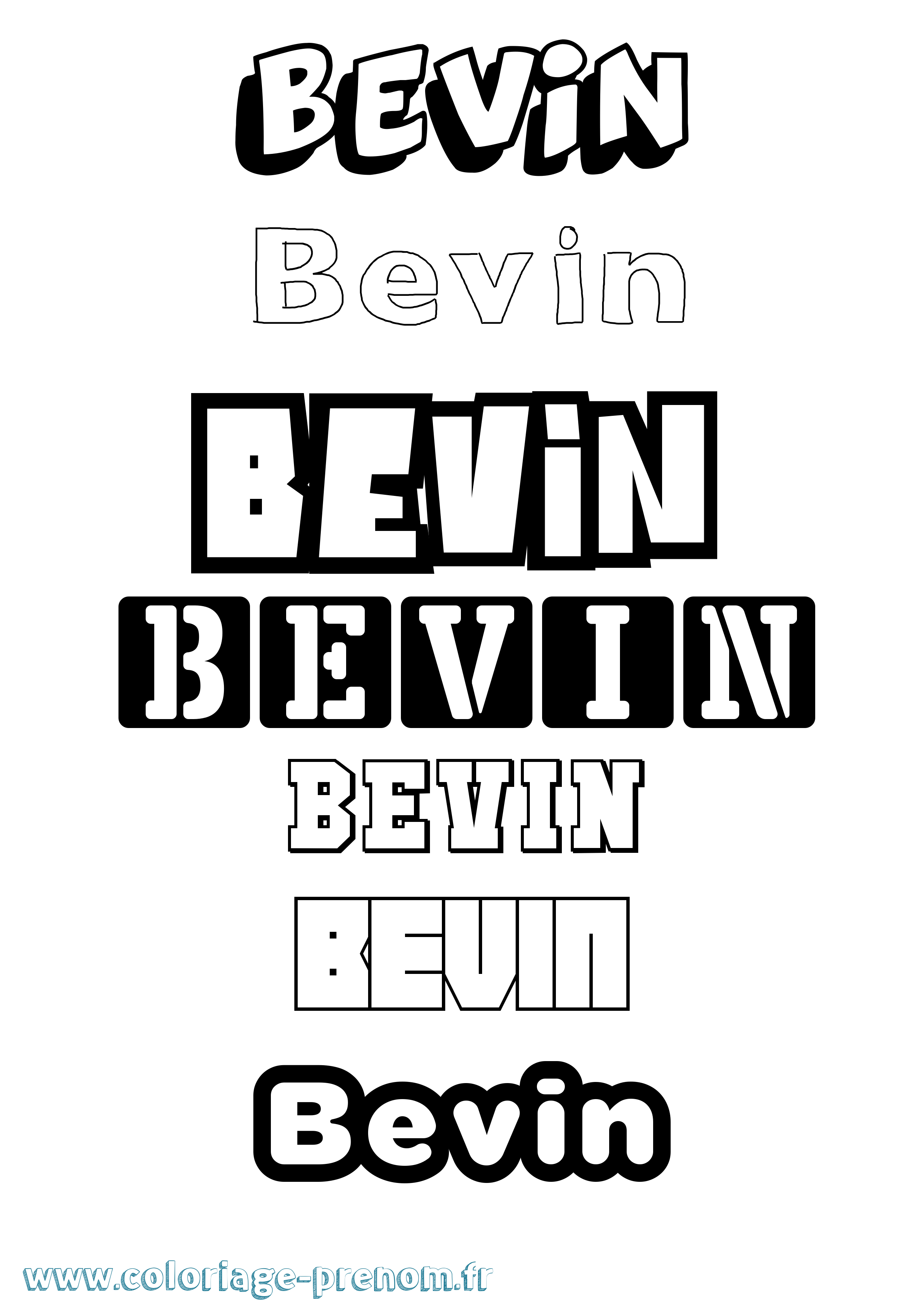 Coloriage prénom Bevin Simple