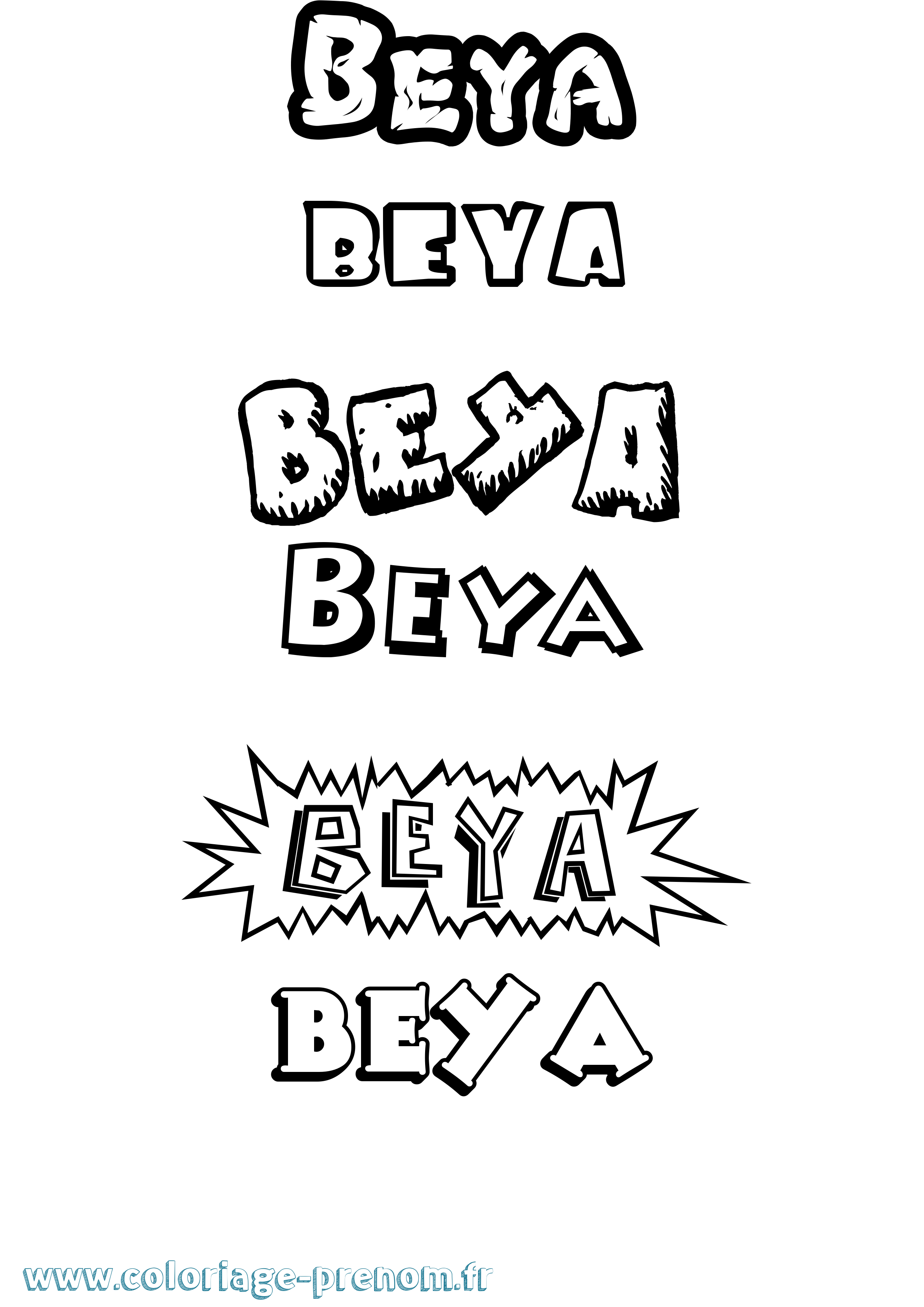 Coloriage prénom Beya Dessin Animé
