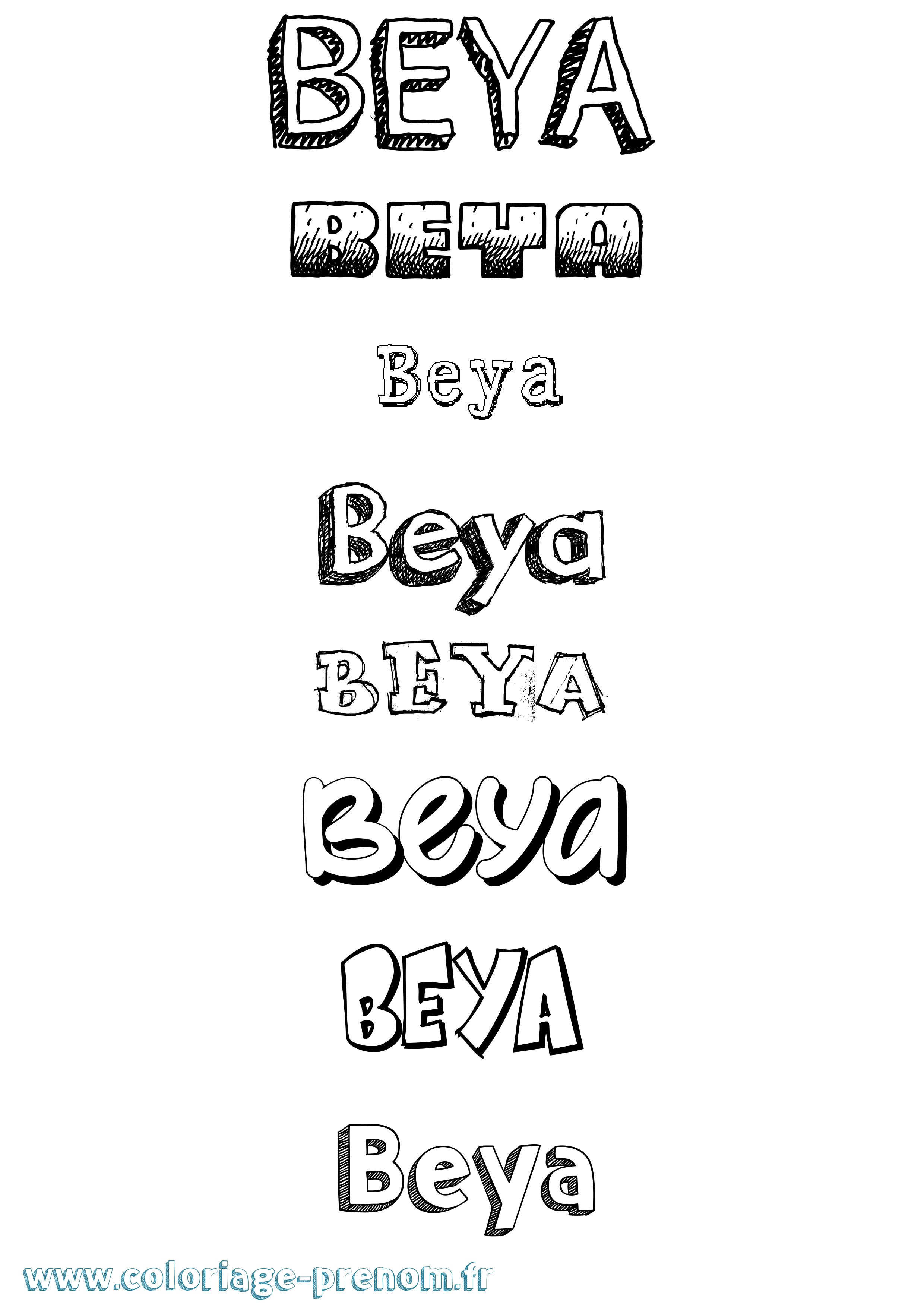 Coloriage prénom Beya Dessiné