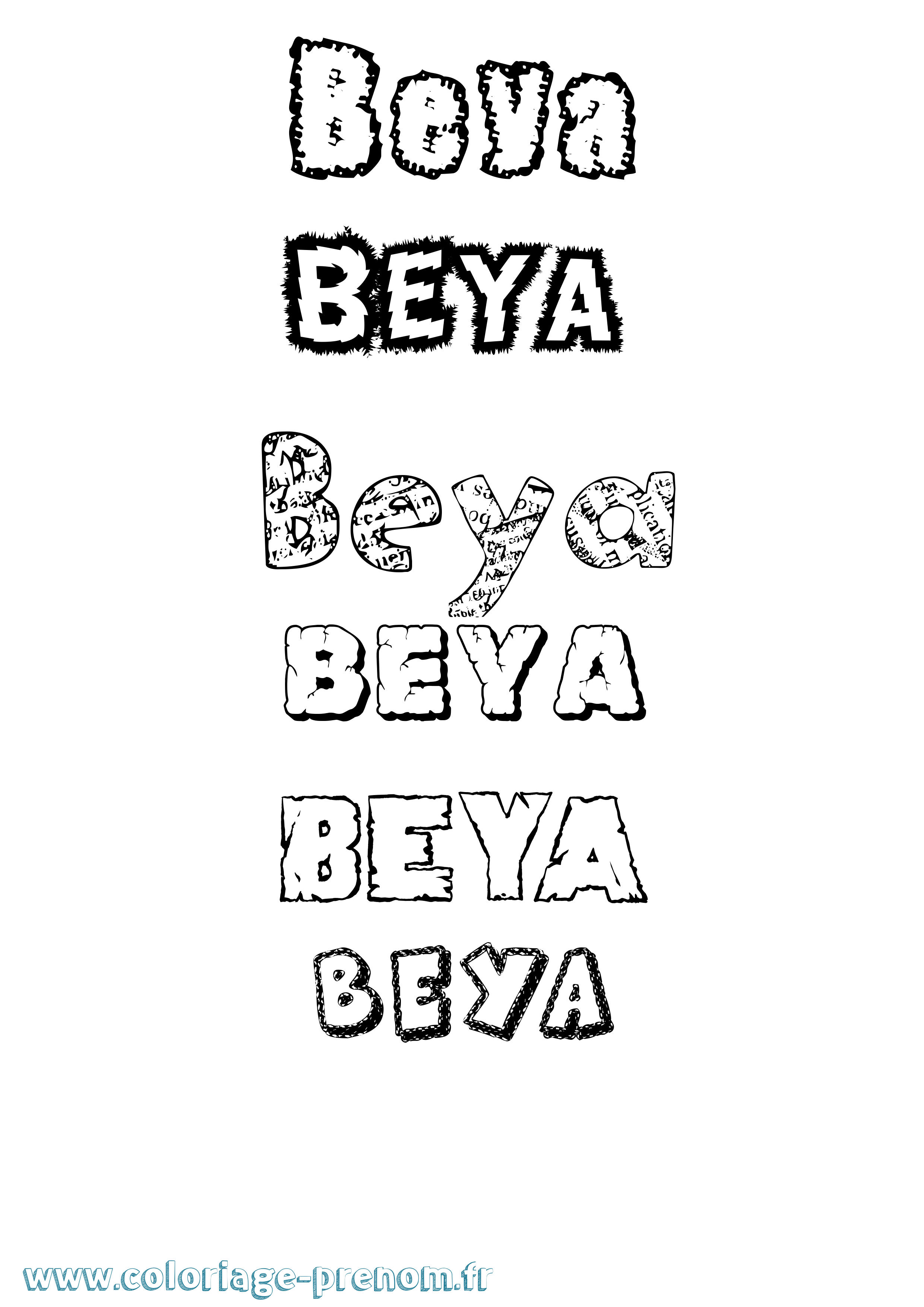 Coloriage prénom Beya Destructuré