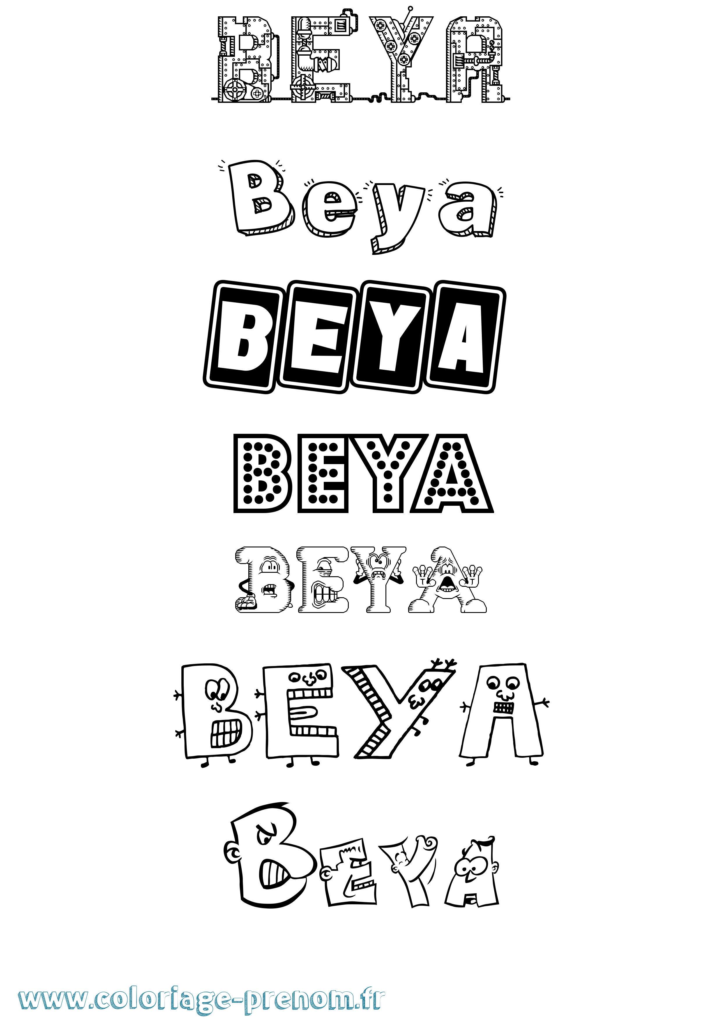 Coloriage prénom Beya Fun