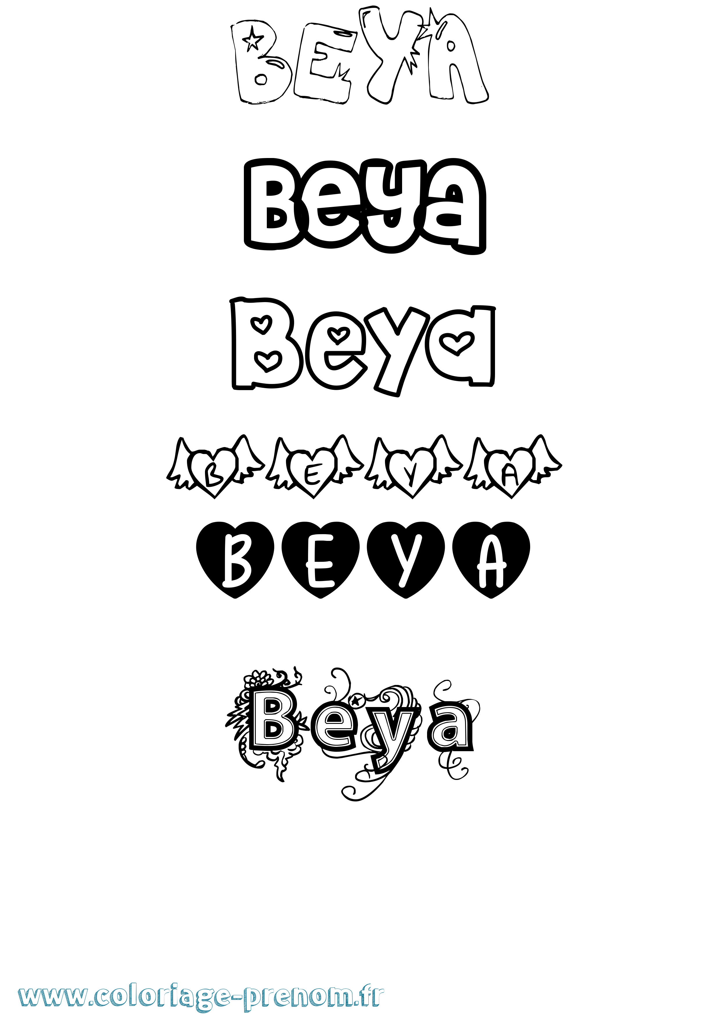 Coloriage prénom Beya Girly