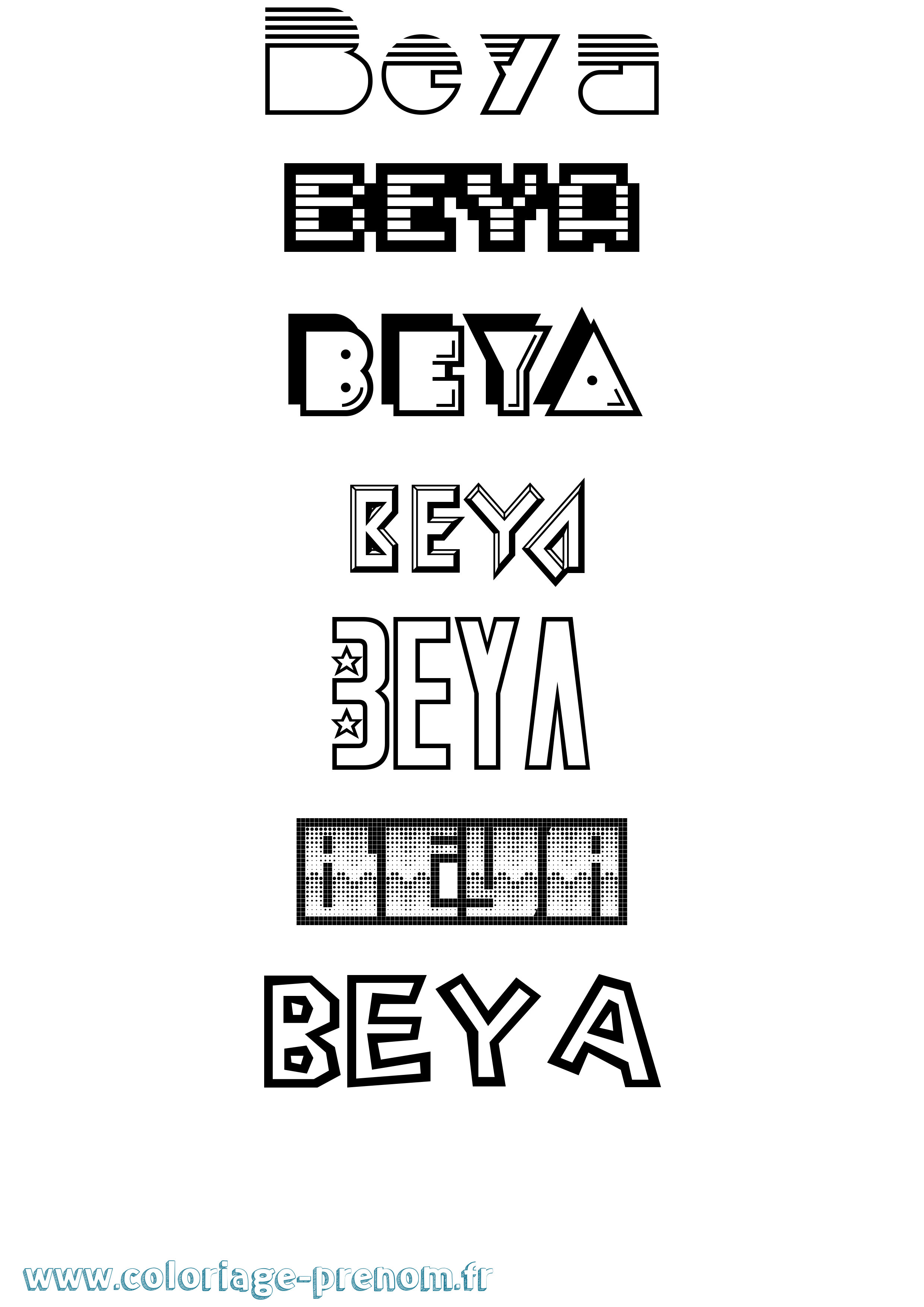 Coloriage prénom Beya Jeux Vidéos