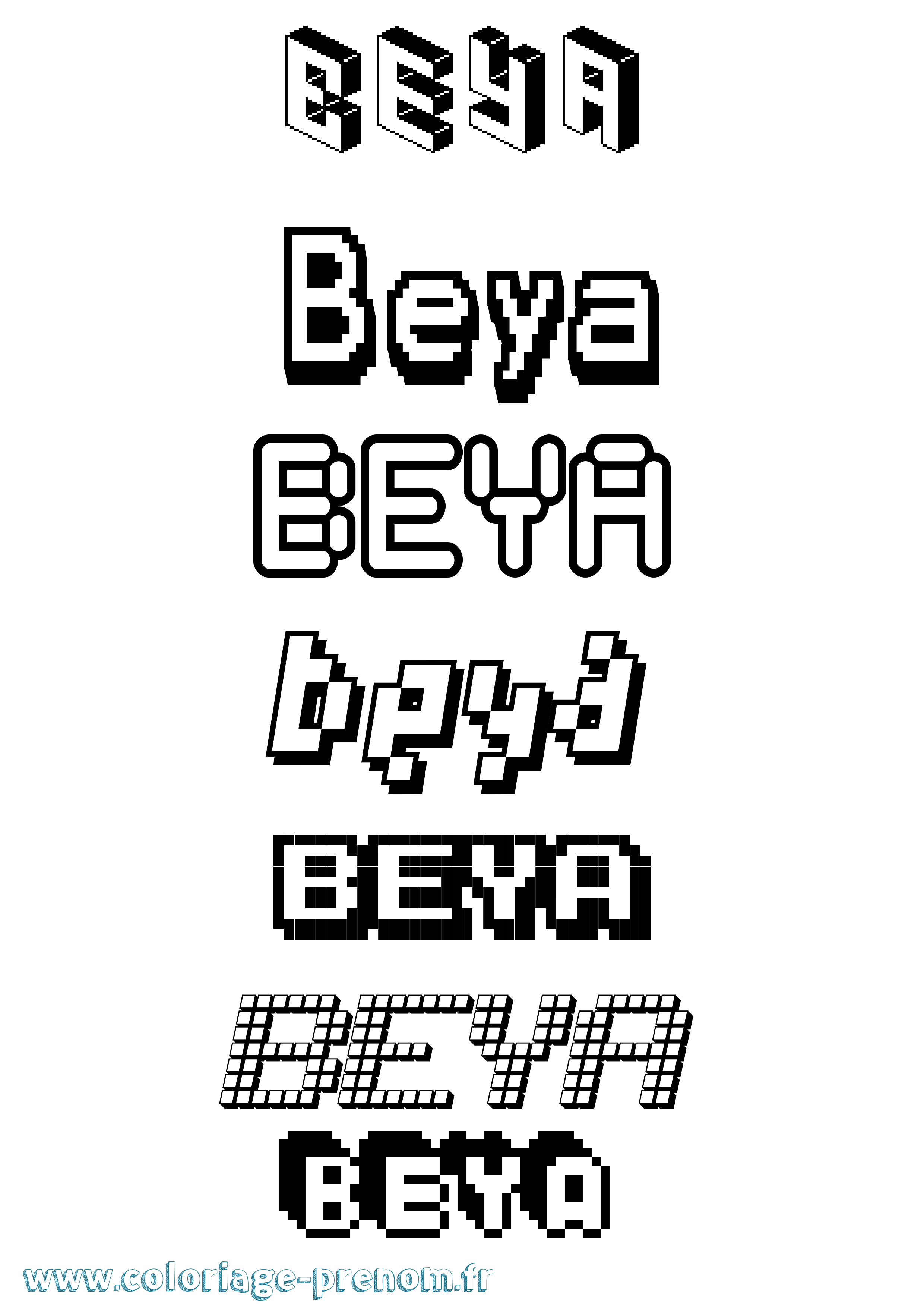 Coloriage prénom Beya Pixel
