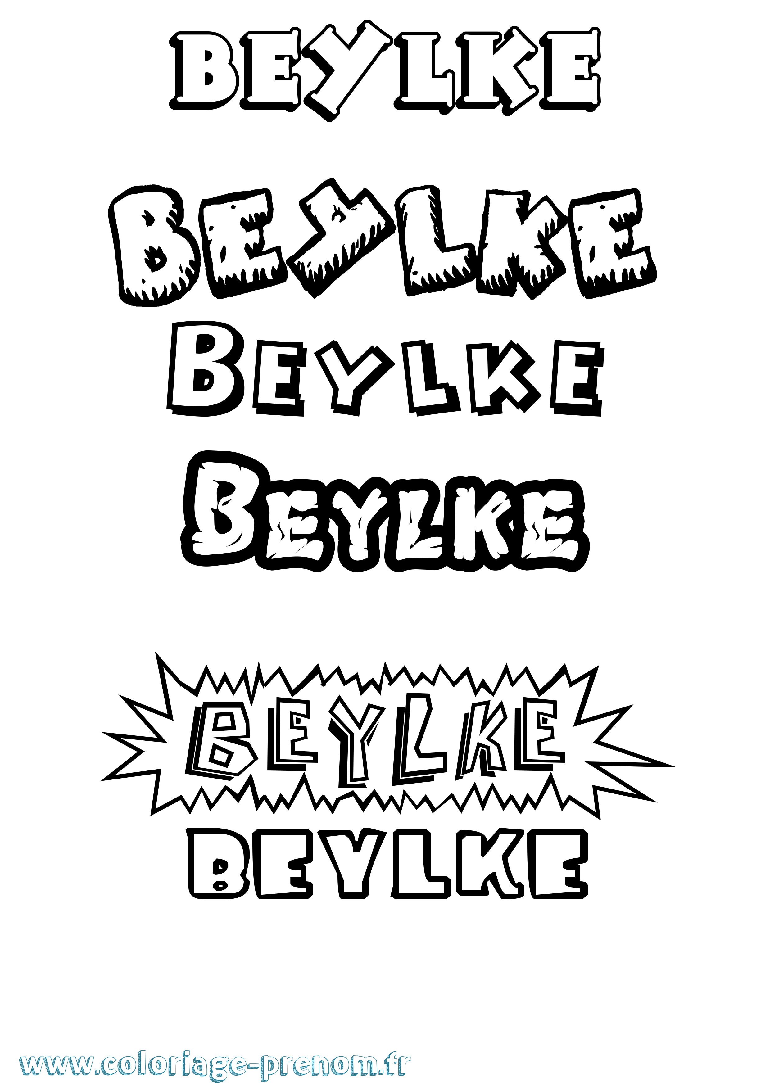 Coloriage prénom Beylke Dessin Animé