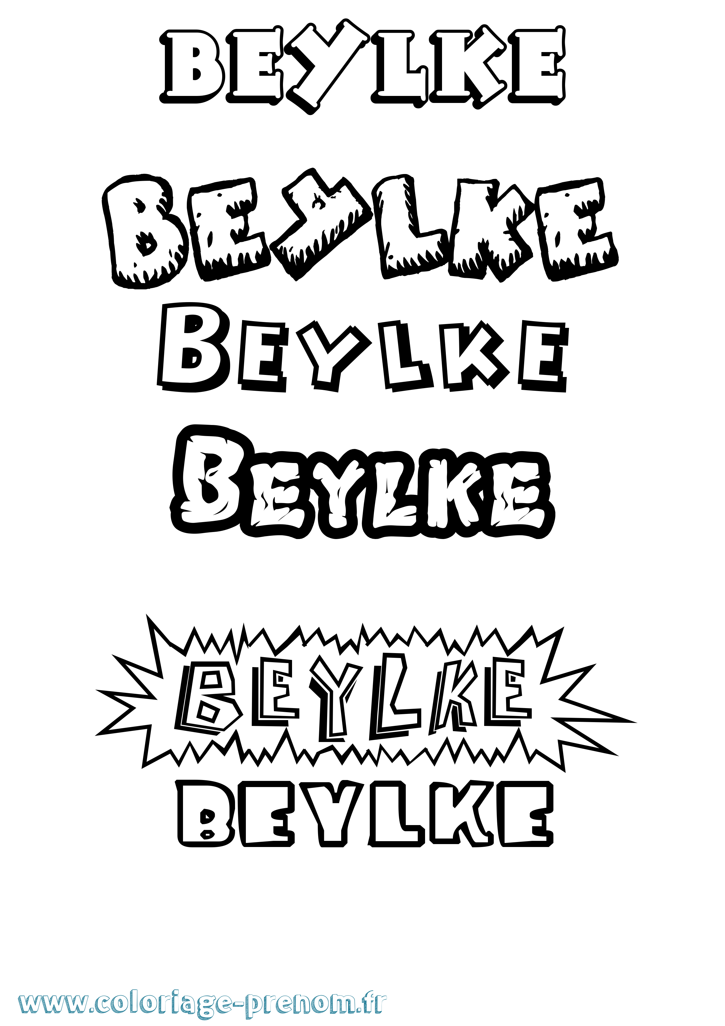 Coloriage Beylke Dessin Animé Coloriage prénom Beylke Dessin Animé