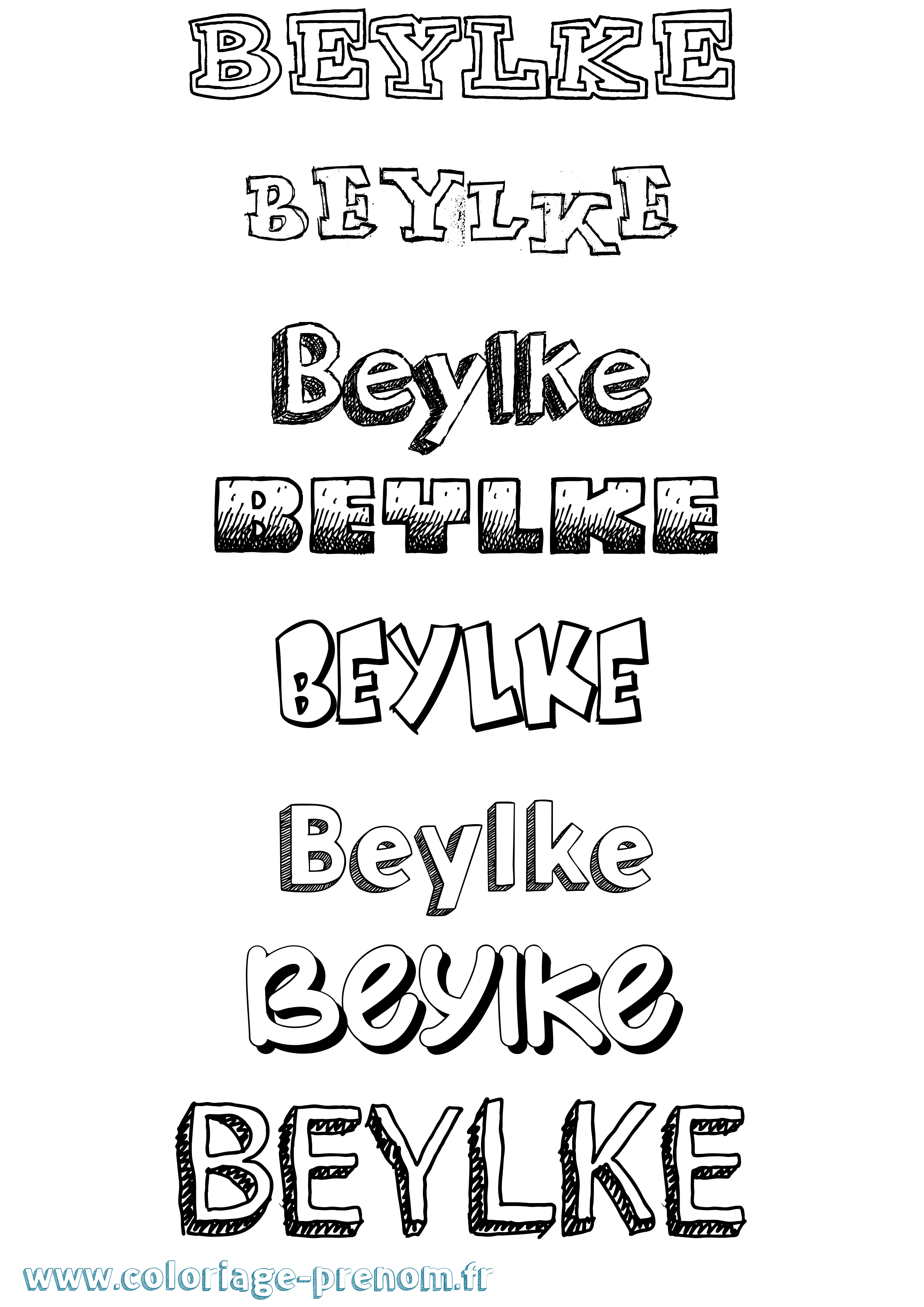 Coloriage prénom Beylke Dessiné