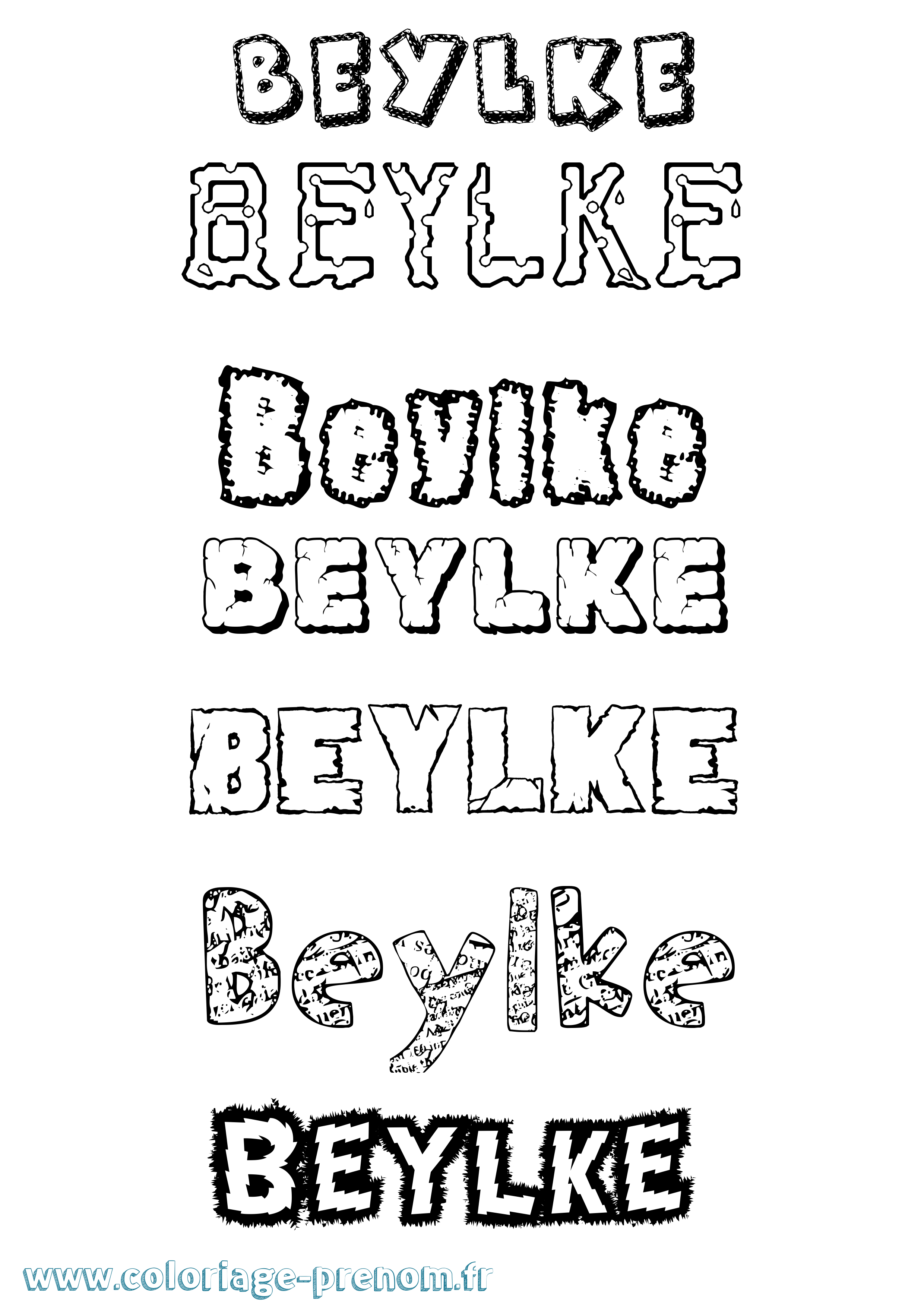 Coloriage Beylke Destructuré Coloriage prénom Beylke Destructuré