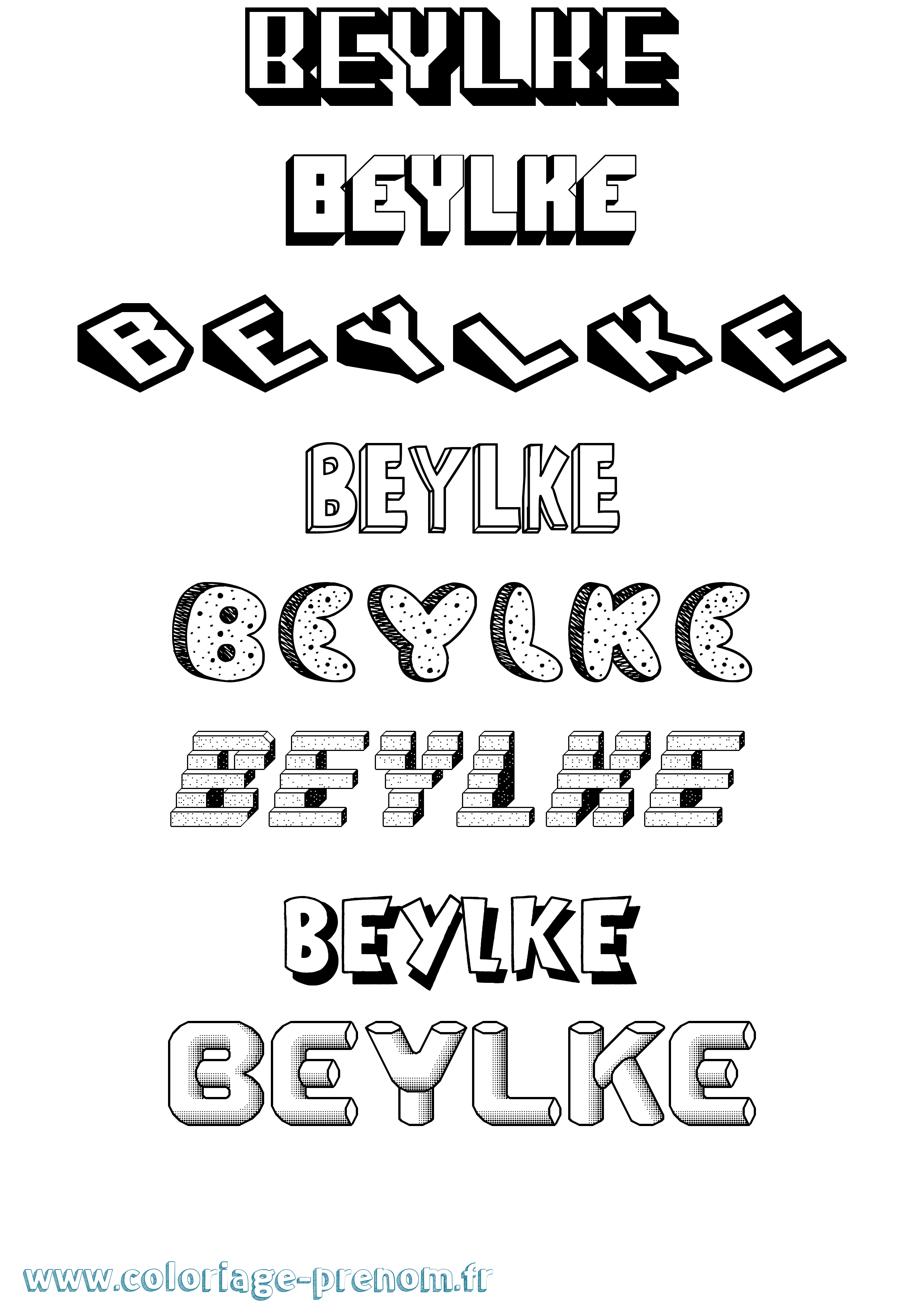 Coloriage Beylke Effet 3D Coloriage prénom Beylke Effet 3D